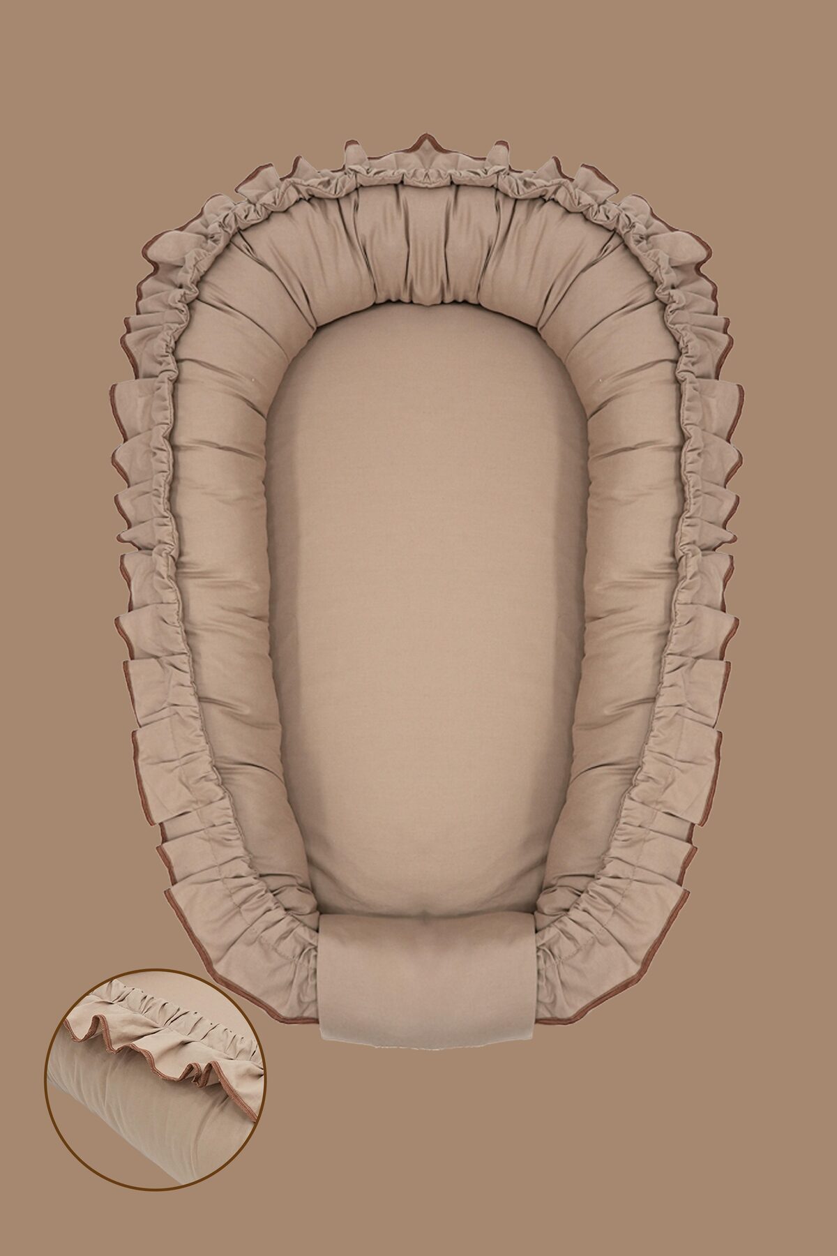 mordesign 0-3 Ay Fırfırlı Bebek Yatağı, %100 Pamuk Babynest, Anne Yanı Bebek Yatağı, Small Ruffle Serisi