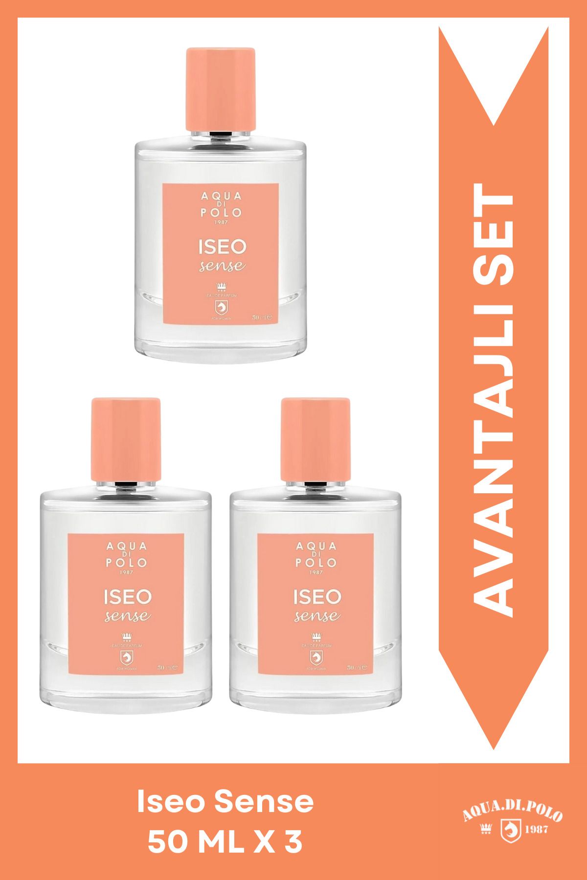 ست 3 تکه Iseo Sense Stcc011003 Edp 50 میلی لیتری عطر زنانه گلدار و میوه ای Aqua Di Polo 1987