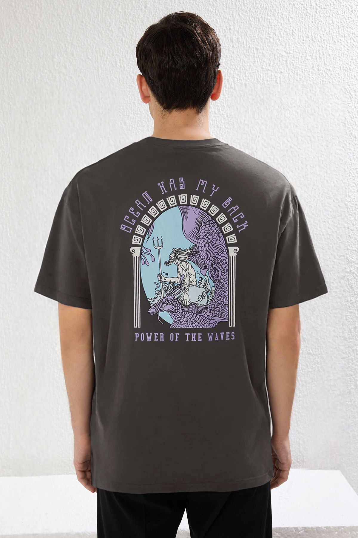 Trendyol Collection T-shirt Z Nadrukiem Artystycznym W Kolorze Antracytowym, Bawełniany, Oversize, Z Krótkim Rękawem Tmnss21ts3559 Mężczyzna - 2XL