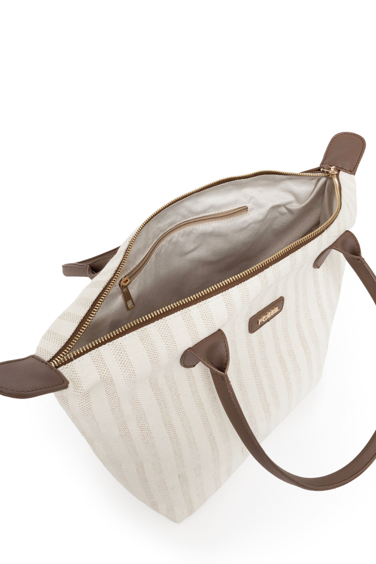 Fossil-Light Tan Women's Stripe Patterned Canvas Hand and Shoulder Bag 05Fo25Y5050 4