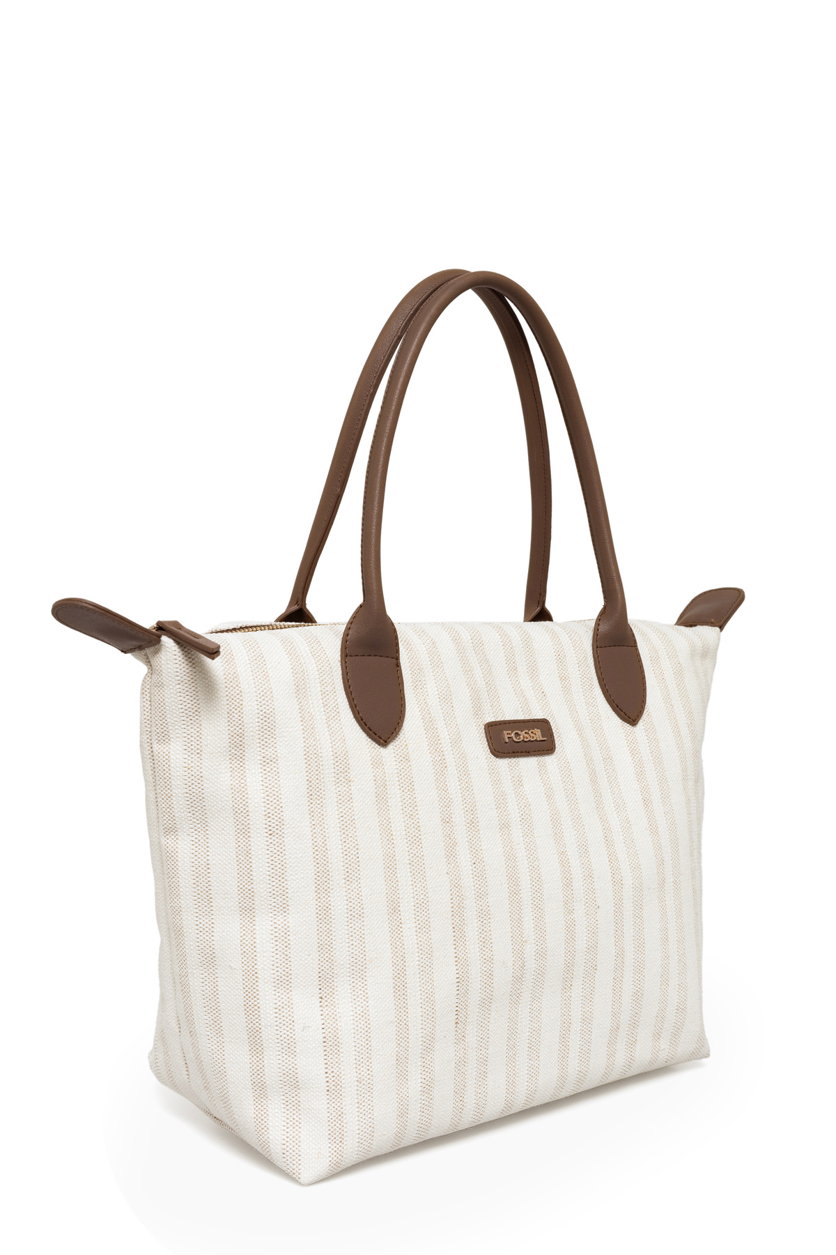 Fossil-Light Tan Women's Stripe Patterned Canvas Hand and Shoulder Bag 05Fo25Y5050 2