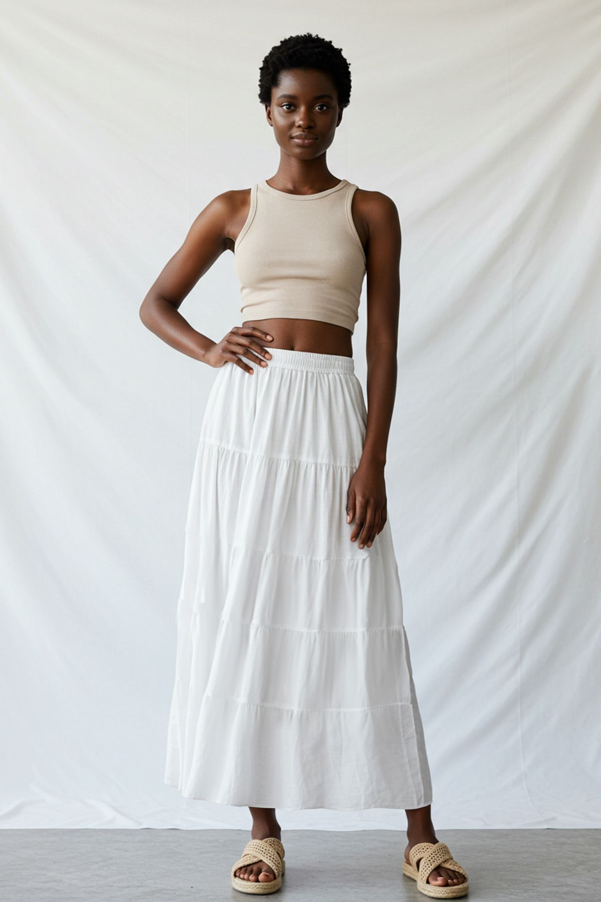 Trendyol Collection Bílá bavlněná tkaná sukně Maxi délka TWOSS25ET00029