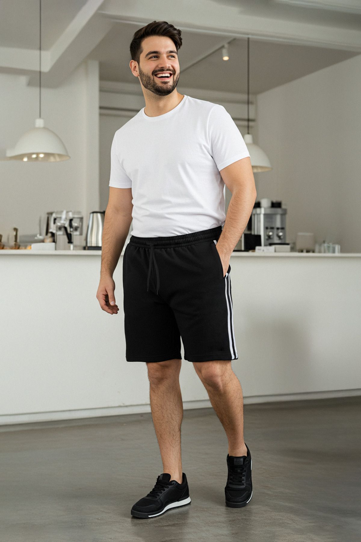Trendyol Collection Plus Size Czarne Szorty I Bermudy Z Zamkiem Błyskawicznym - Tmnss25ap00010 Mężczyzna - 4XL