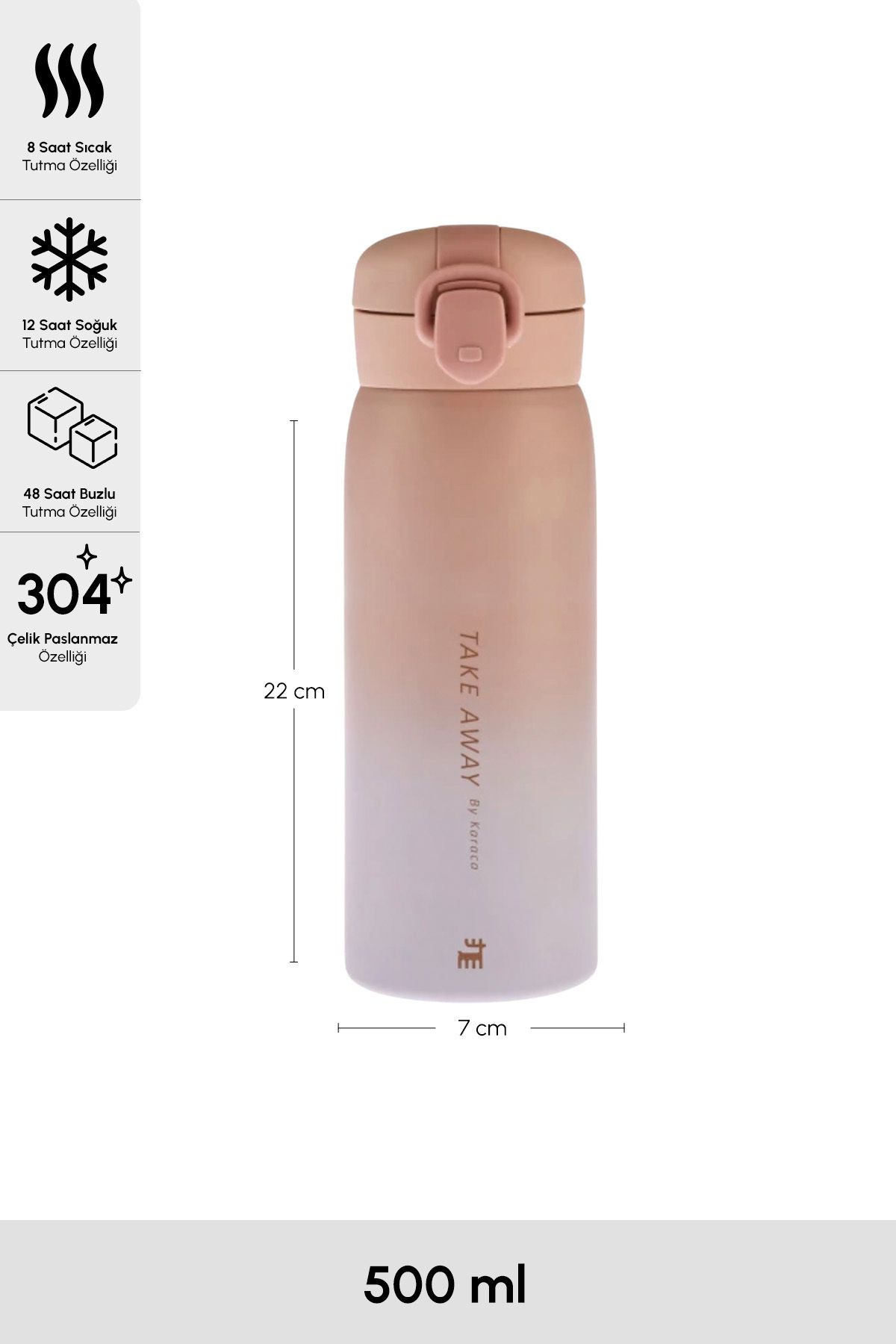 فلاسک صورتی Skyfall Steel Sealing Thermos 500 میل Karaca