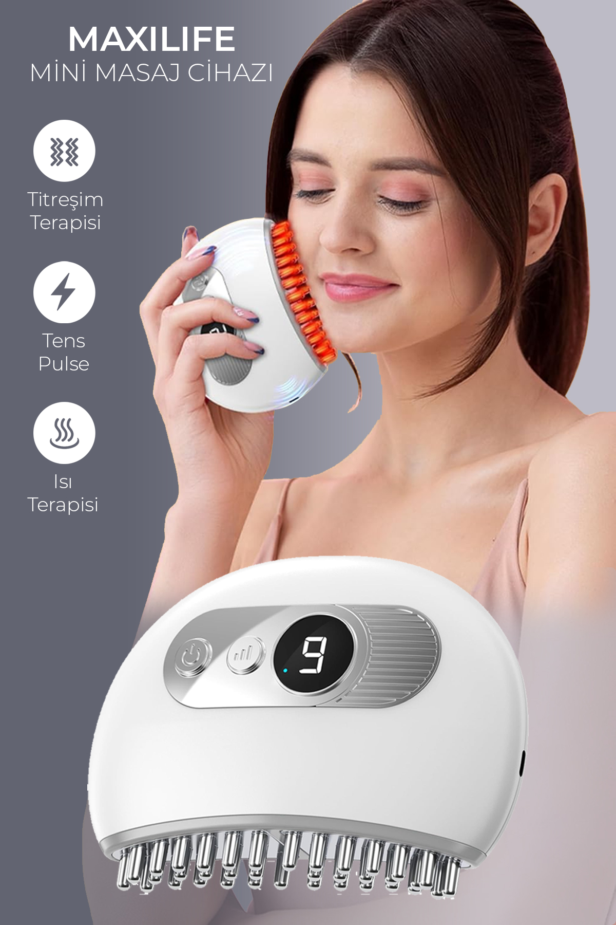 TMJ Masaj Cihazı – Isı, Titreşim ve TENS Pulse Özellikli Şarjlı Mini Masaj Aleti — سفید MX-158 — تصویر 3 از 8