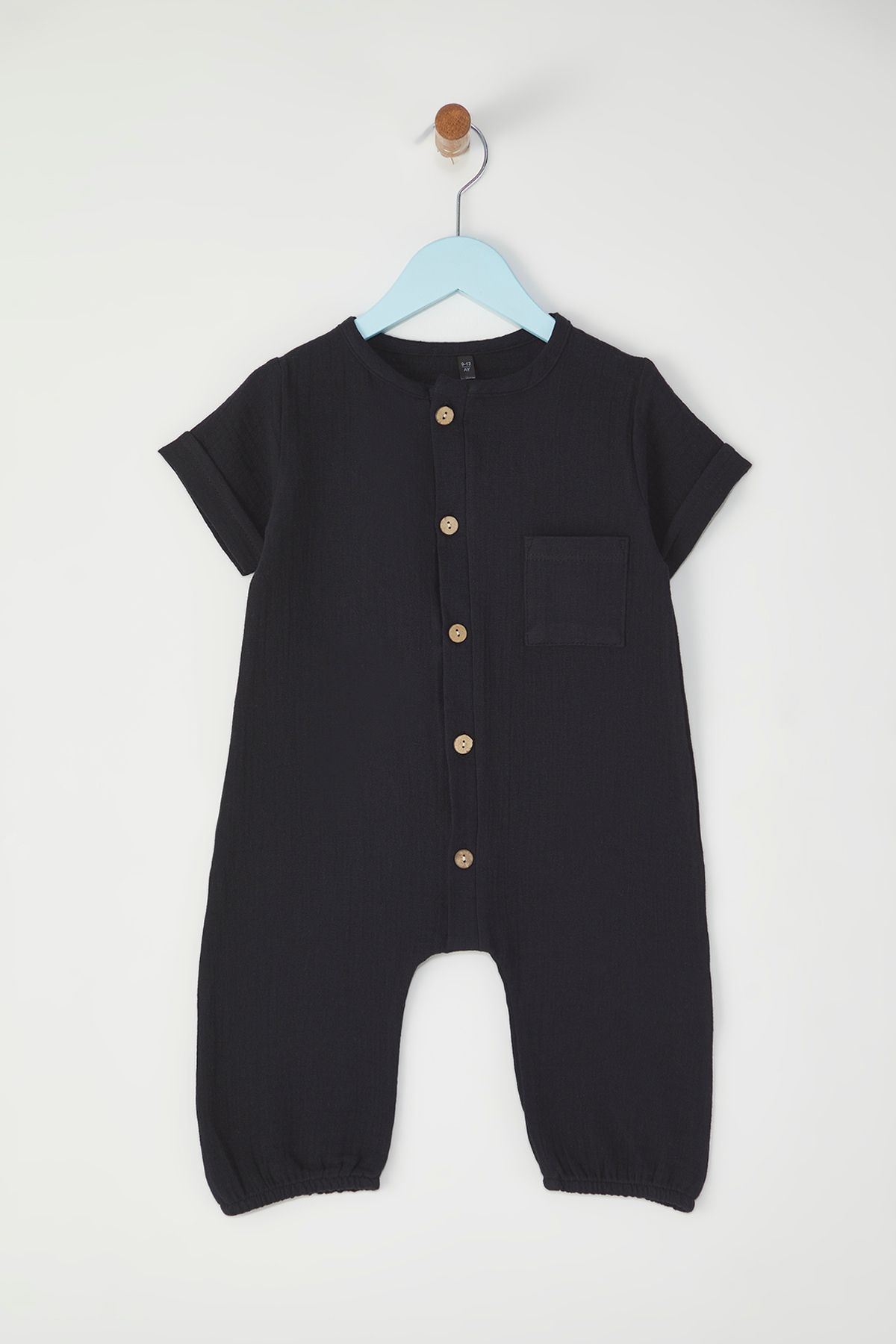 TRENDYOLKIDS Czarny Chłopięcy 100% Bawełny Podstawowy Krótki Rękaw Maxi Mężczyzna - 12–18 months
