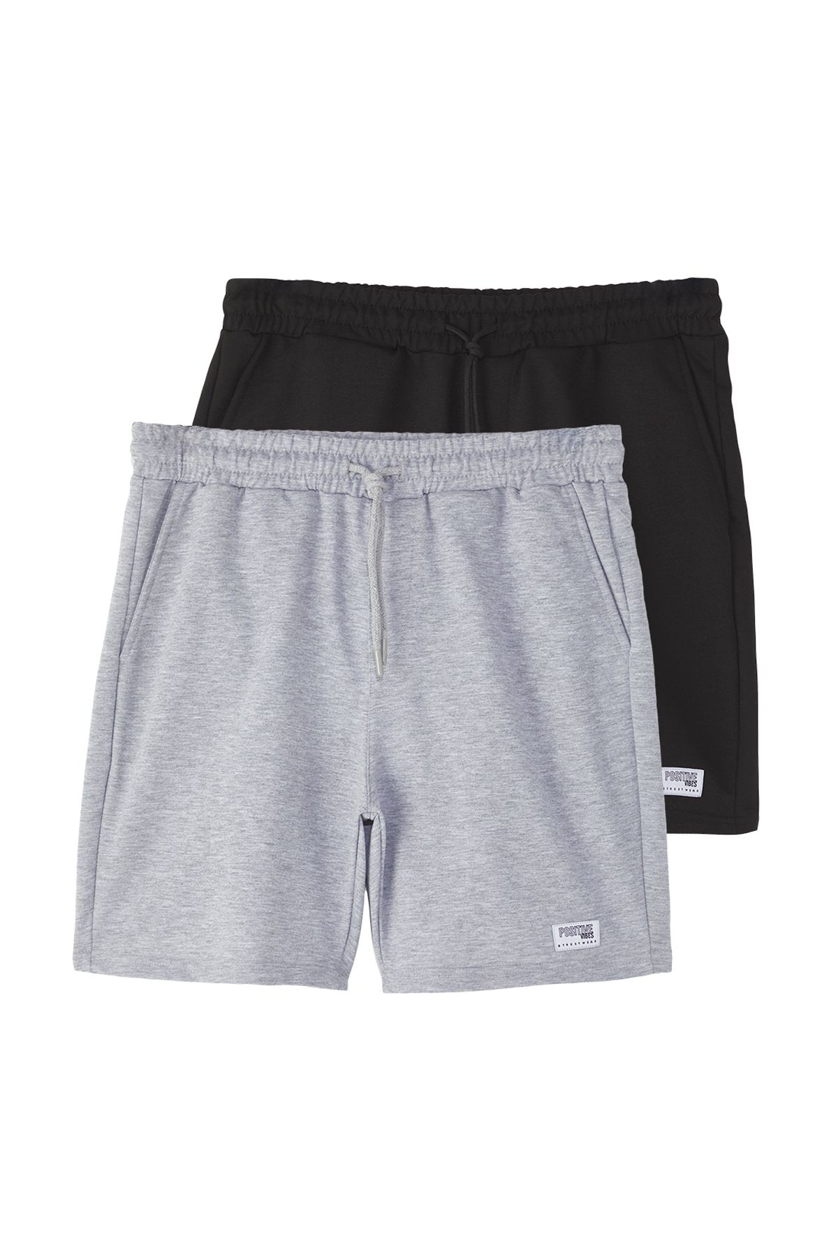 Trendyol Collection-Schwarz-graue 2er-Pack Shorts mit normaler/normaler Passform und Bermuda TMNSS25SR00042 2