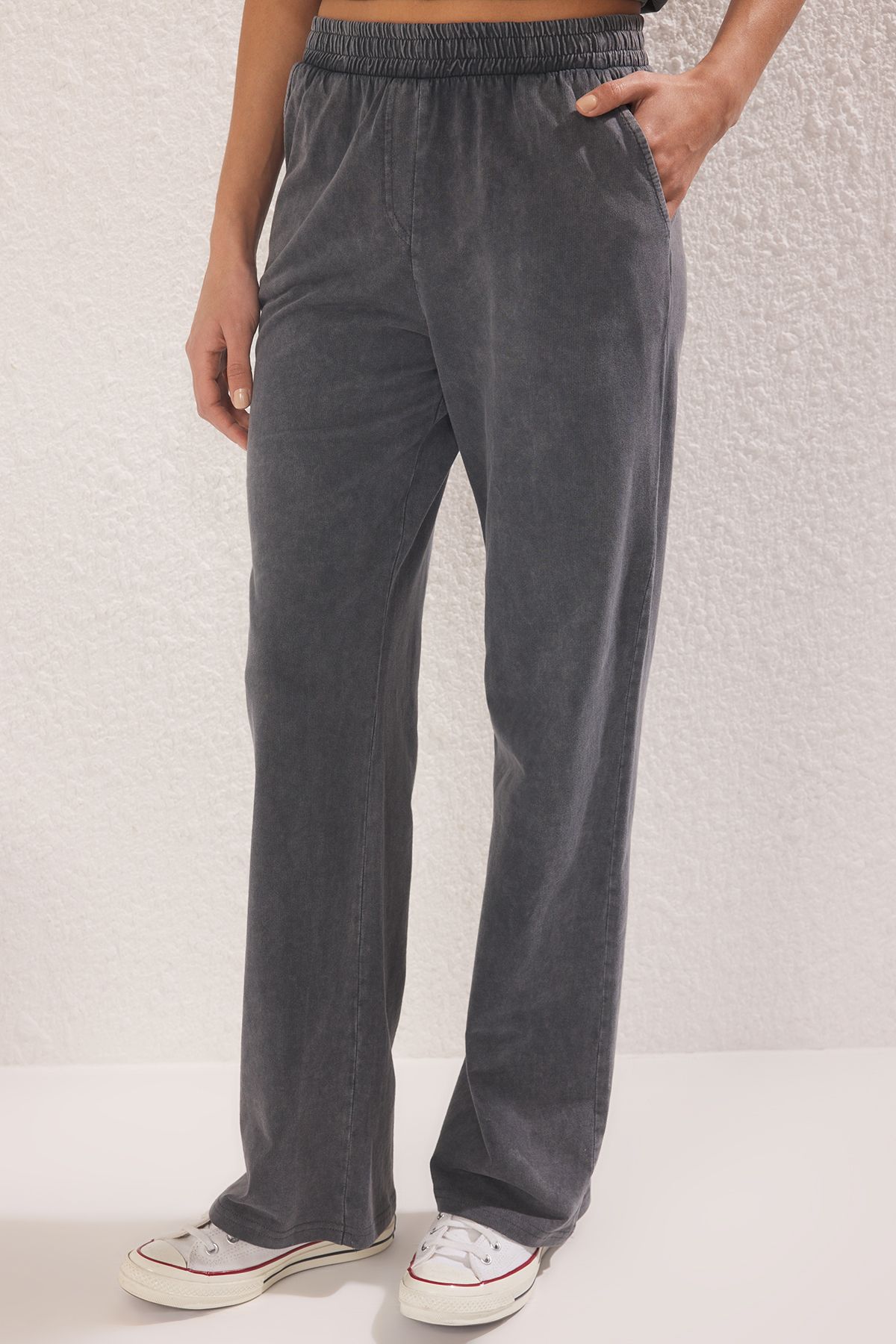 Trendyol Collection-Anthracite Wash Wideleg/Wide Leg Pants Twoss25Pl00046 3