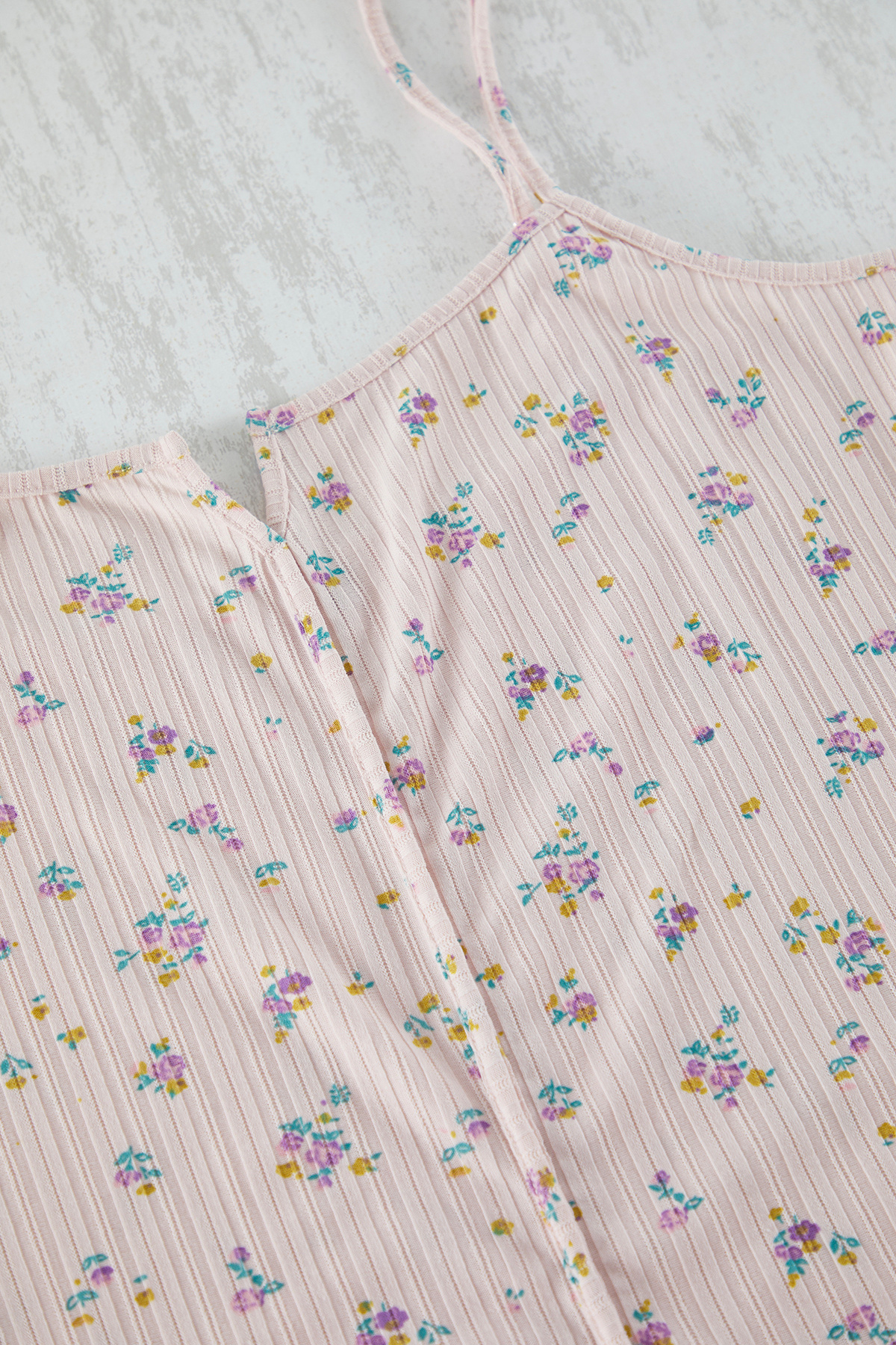 Trendyol Curve-Light Pink Floral Patterned Camisole Knitted Pajamas Set Tbbss25Ai00100 2