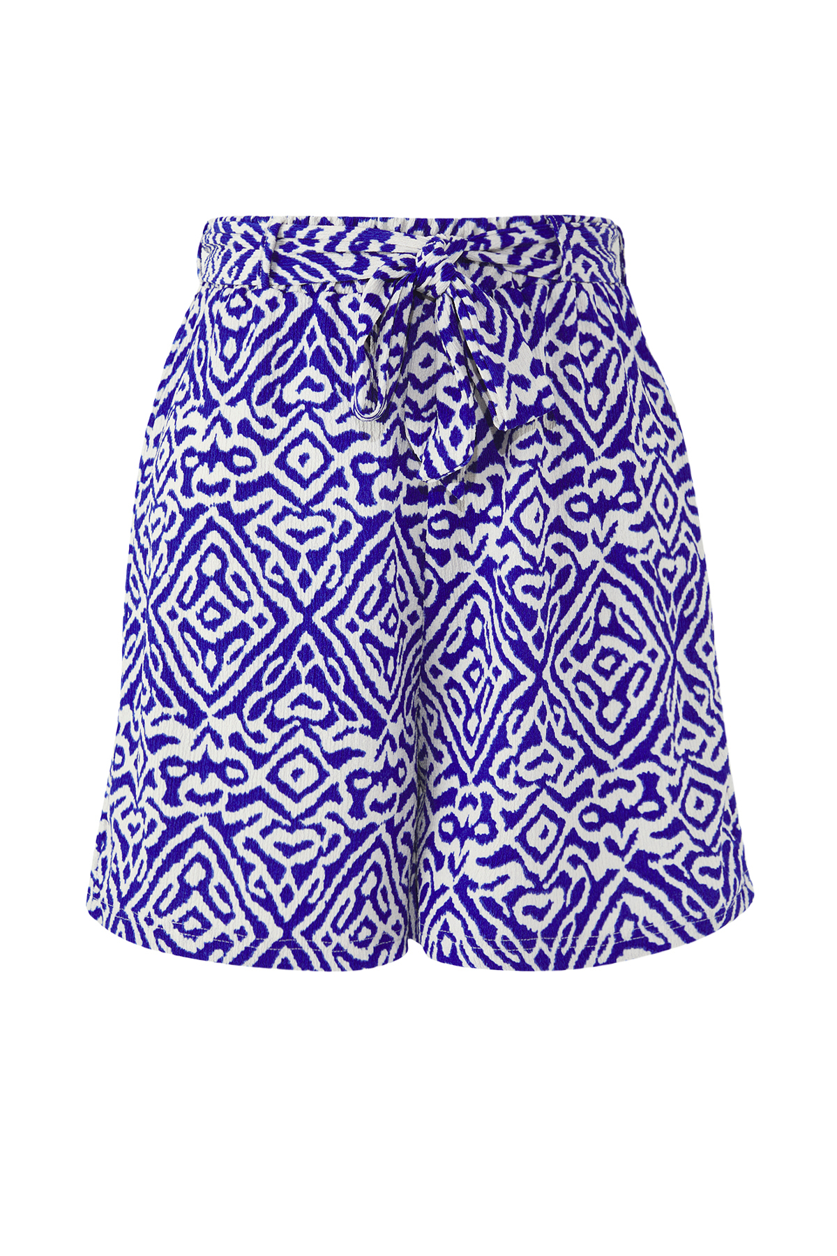 Trendyolmilla  Mavi Desenli Kemer Detaylı Örme Büyük Beden Şort & Bermuda TBBSS25AP00041 - Görsel 9