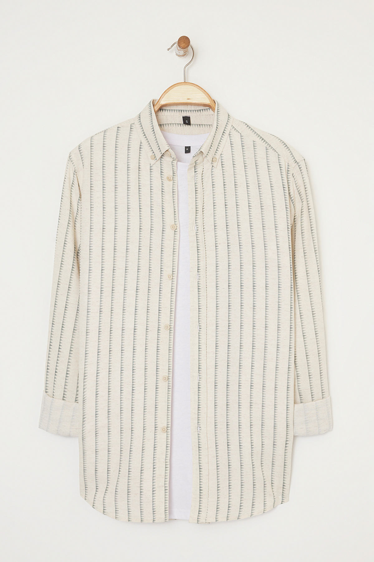 Trendyol Collection-Ecru Fit Linen Blended Loose Flowing Shirt Tmnss25Go00059 5