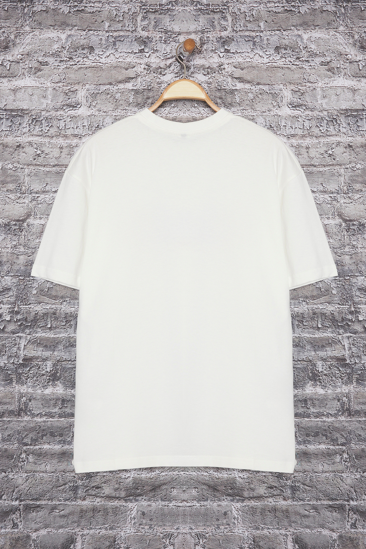 Trendyol Collection-Ecru Embroidered Oversize Cotton T-Shirt - Tmnss25Ts00226 8