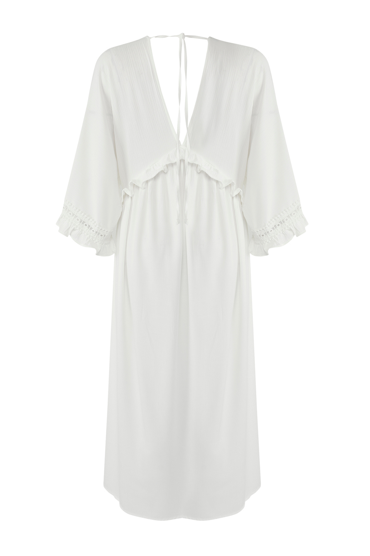 Trendyol Collection-Ecru Maxi Woven Flounce Beach Dress Tbess25El00075 7