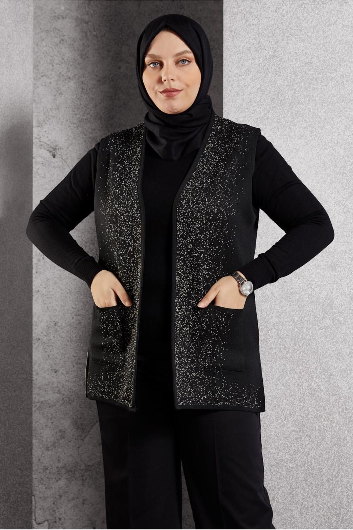 جلیقه بافتنی سایز بزرگ 20627 Alvina