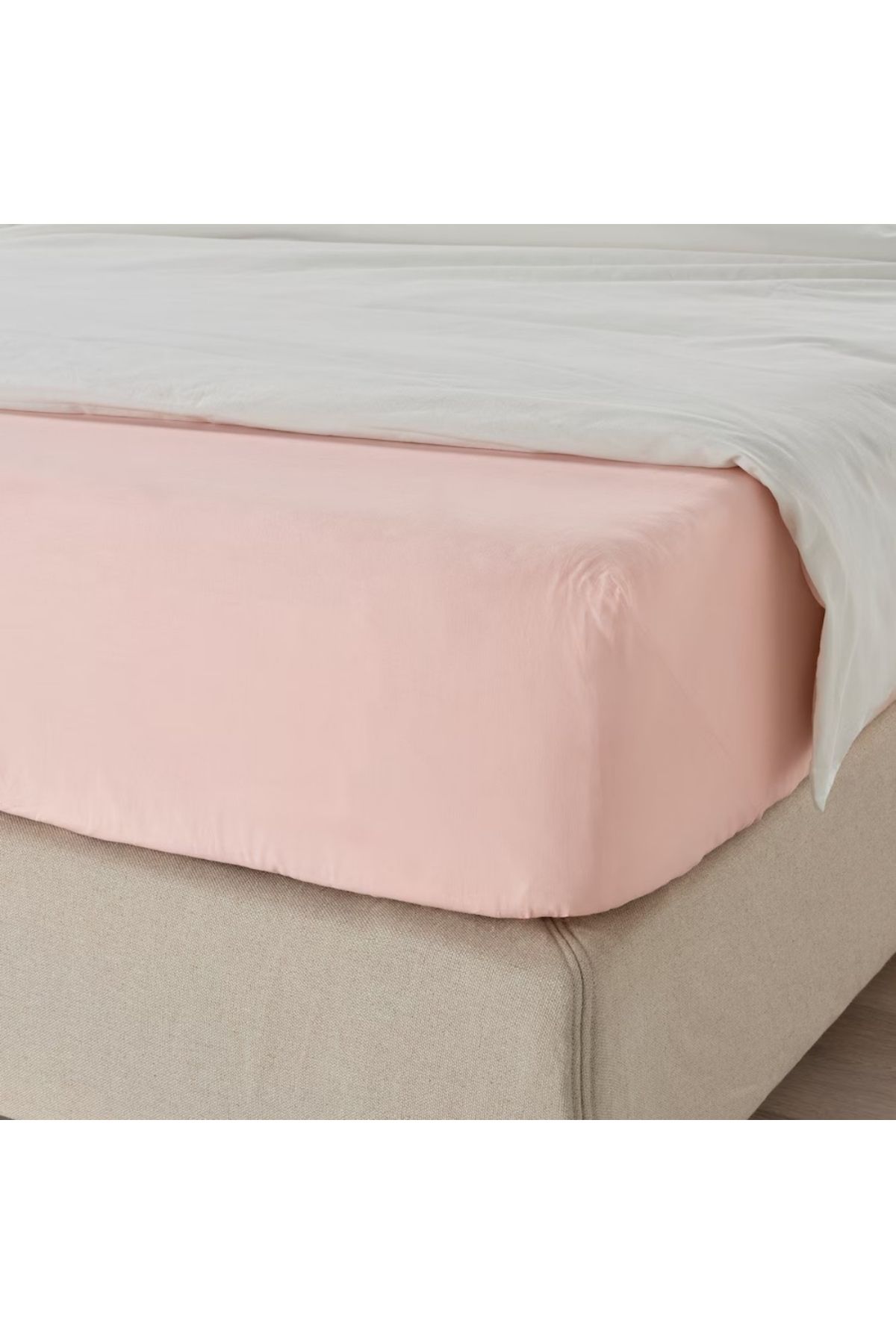IKEA-DVALA Light Pink Fitted Sheet 160x200 cm – 100% Cotton, Soft, Durable & Breathable 2