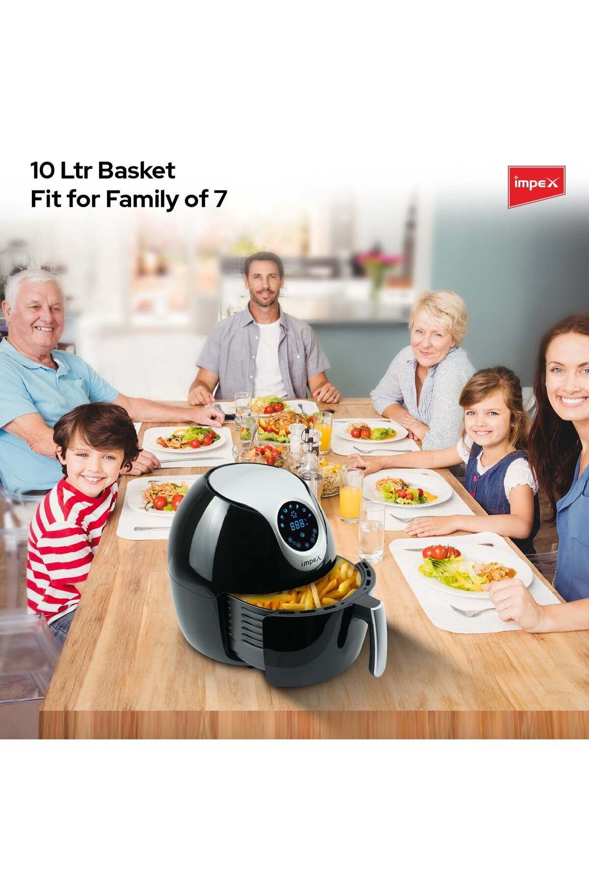 İMPEX-IMPEX 10L Digital Air Fryer , LED Touch Panel, Hot Air Tech, 7 Menus, 80-200°C, 1800W - AF 4310 5