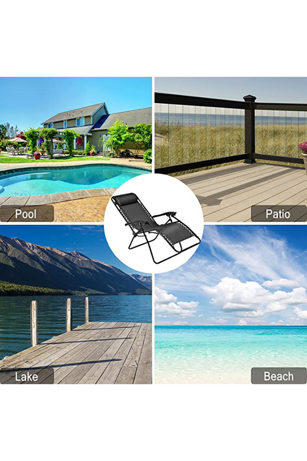 كرسي شاطئ قابل للطي وقابل للتعديل 2 في 1