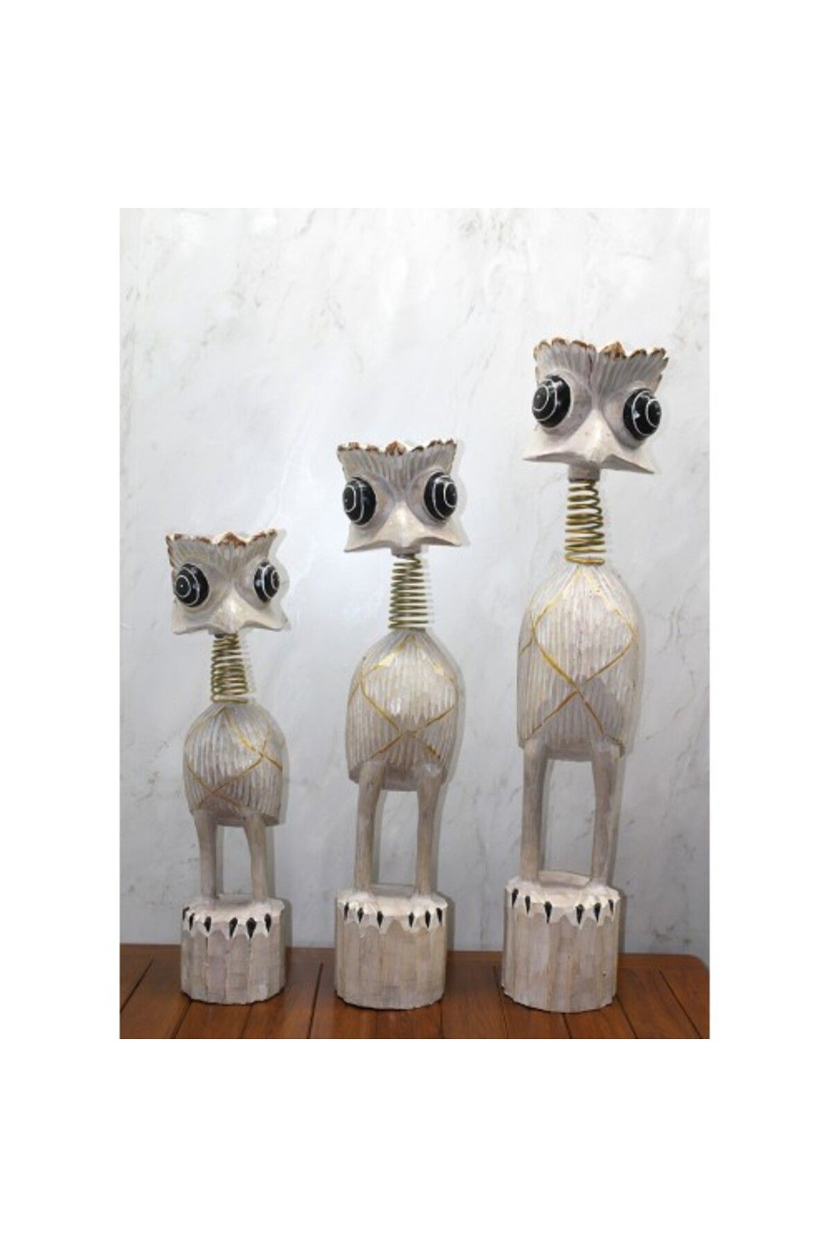 Mu Art Ahşap Ahşap 3'Lü Deve Kuşu Seti 90 Cm