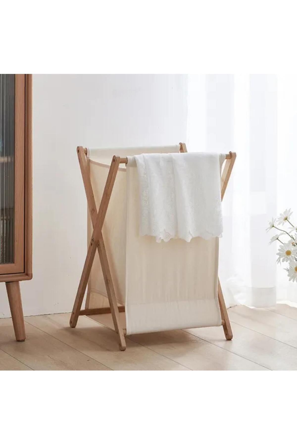 ALLEGRI Bambu Kirli Çamaşır Sepeti Katlanabilir Oyuncak Organizer Çok Şık Kaliteli Kumaştan