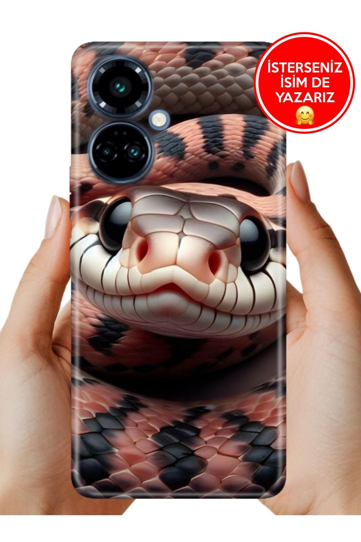 TECNO Camon 19 Pro Kılıf CanlıDesen Tam Rubber Esnek Silikon Full Koruma Snake Wall