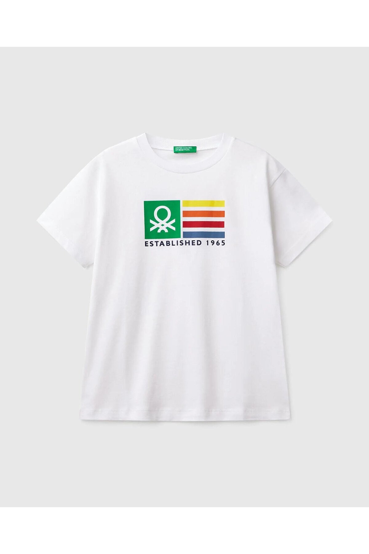 United Colors Of Benetton T-Shirt Unisex Bambini E Ragazzi – Manica Corta, Jersey Di Cotone, Collo In Costina, Ricamo Logo, Over Fit