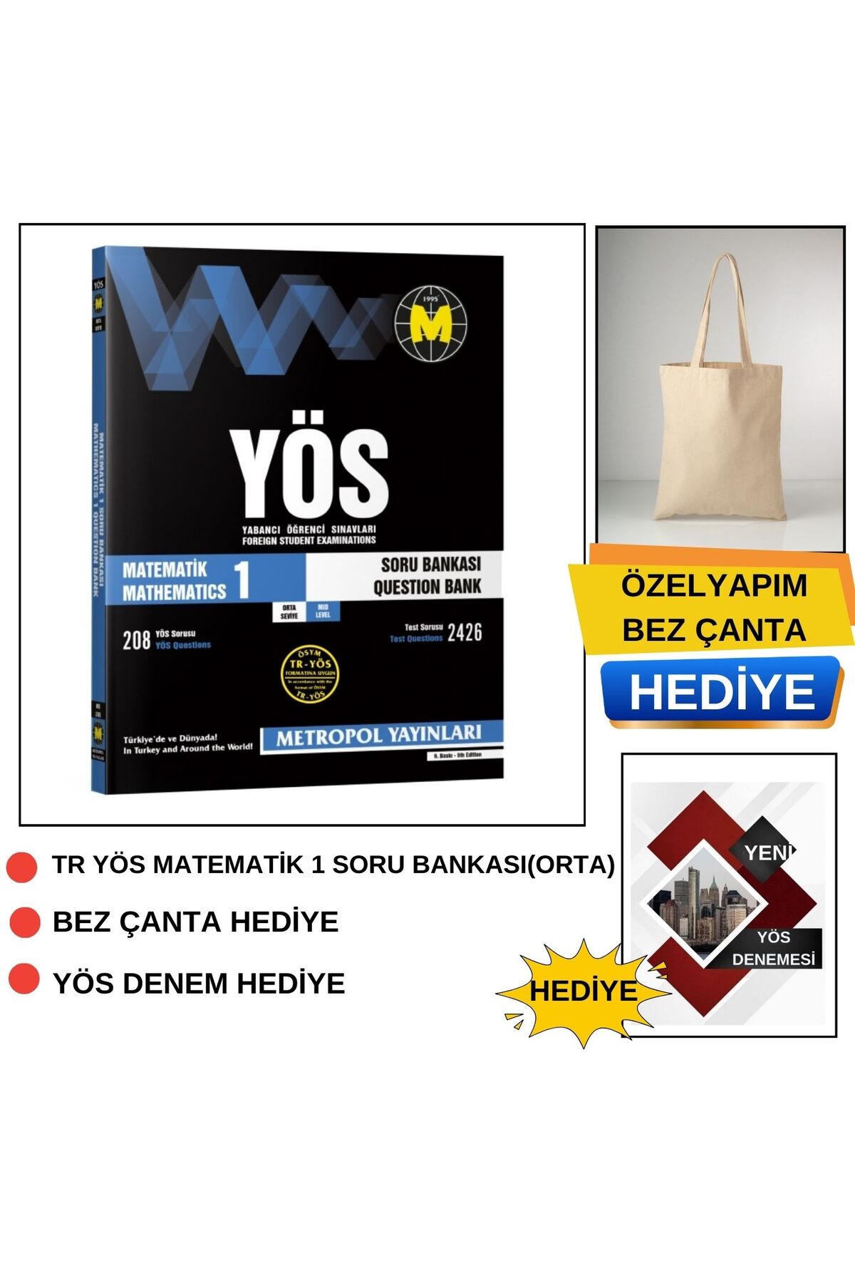 Metropol Yayınları TR-YÖS MATEMATİK-1 SORU BANKASI (ORTA SEVİYE