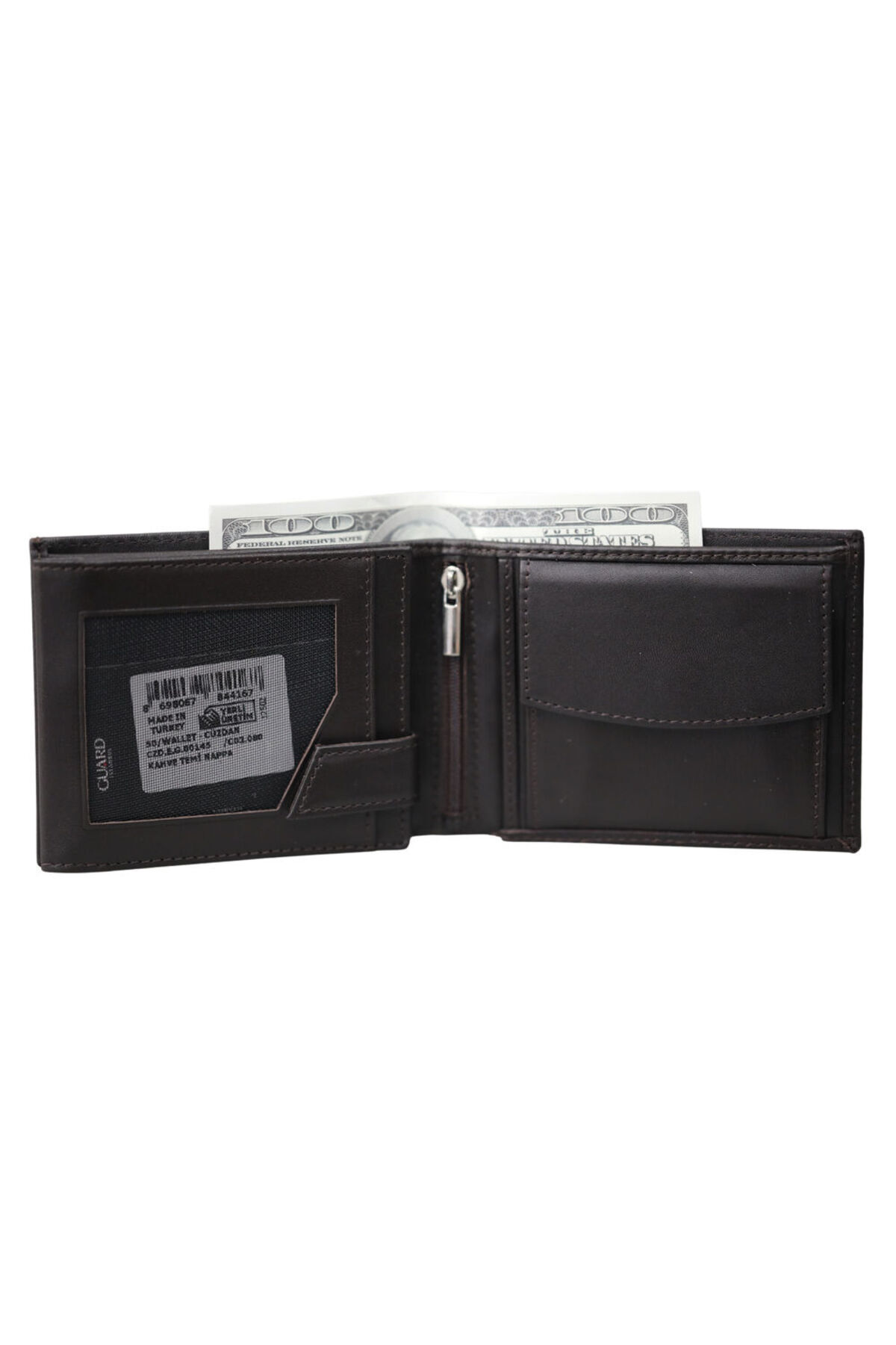 GUARD-Brown Genuine Leather Men's Wallet with Coin Compartment - Grd250322Wt1864 2
