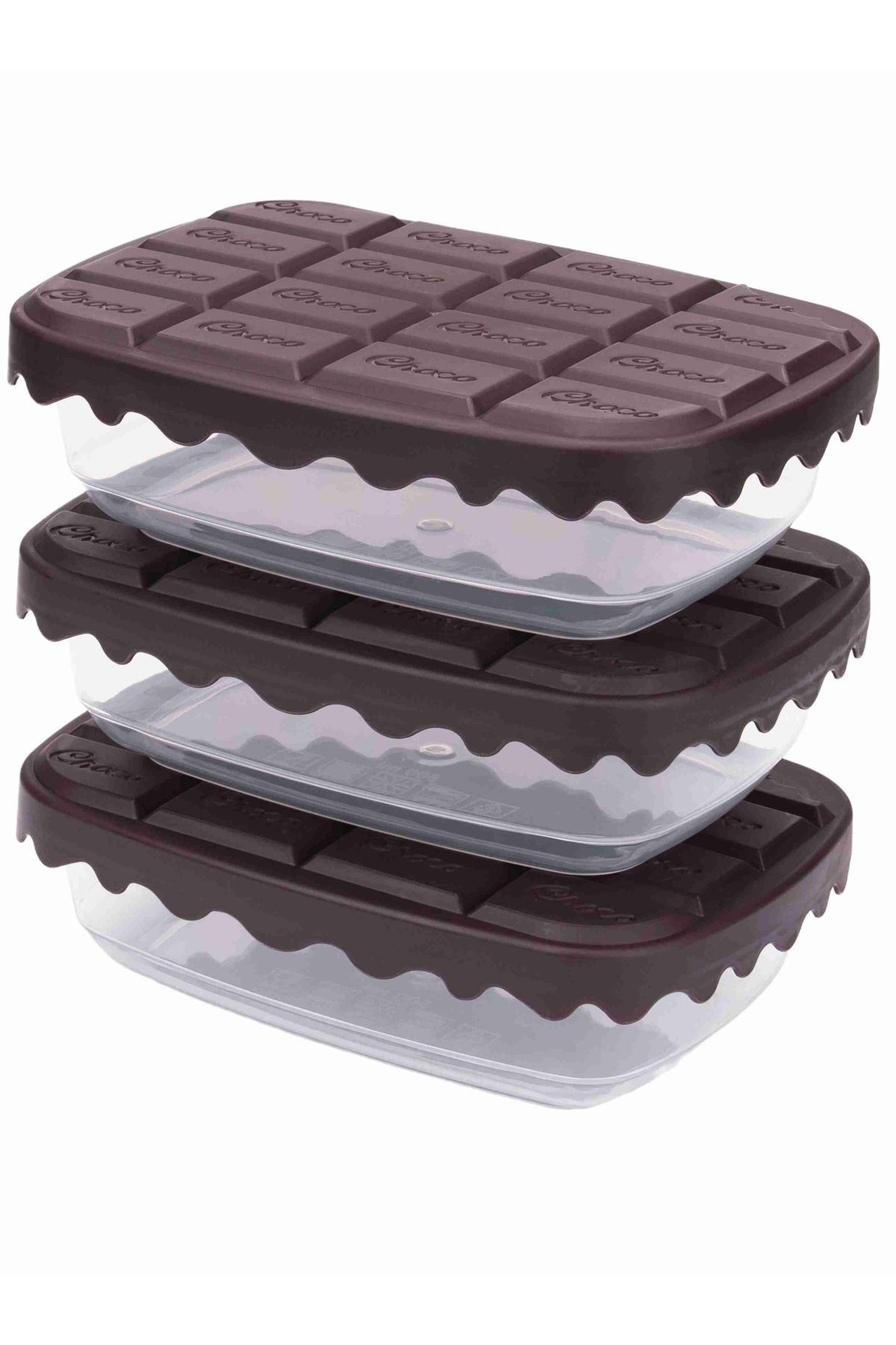 Mapple Home-3-Piece Chocolate Patterned Storage Container with Lid Pastry Cookie Chocolate Food Storage Container 500 ml 3