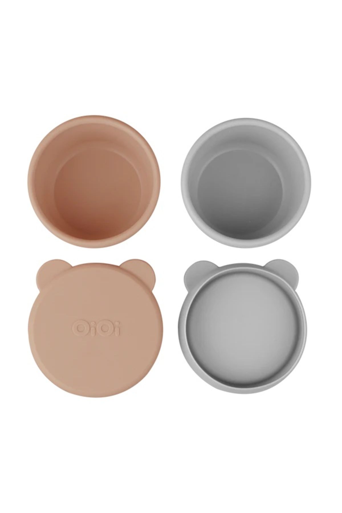 OiOi Silikon Kapaklı Mini Kase 2'Li Mini Bites Woody Brown / Powder Grey