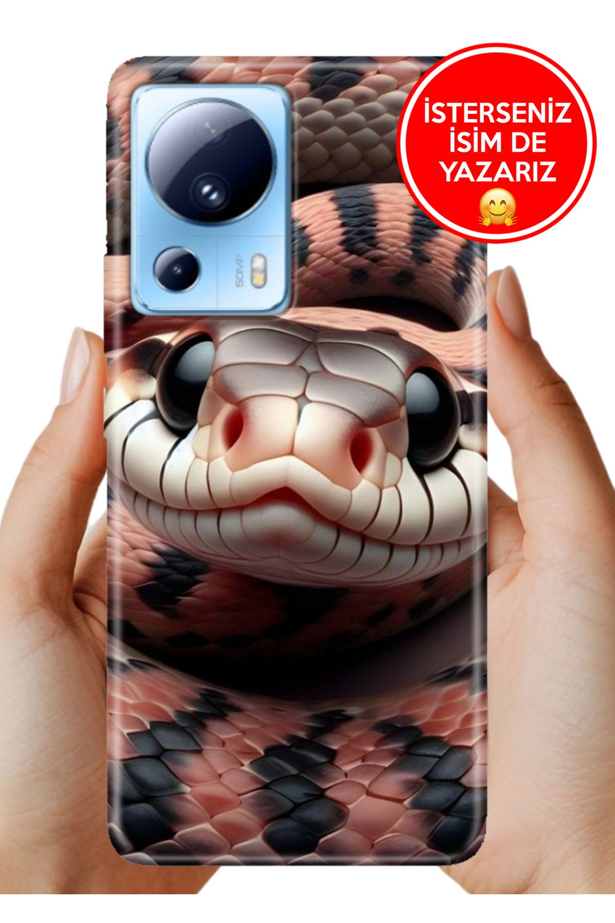 Cekuonline Xiaomi Mi 13 Lite Kılıf Tam Rubber Esnek Silikon Full Koruma Snake Wall