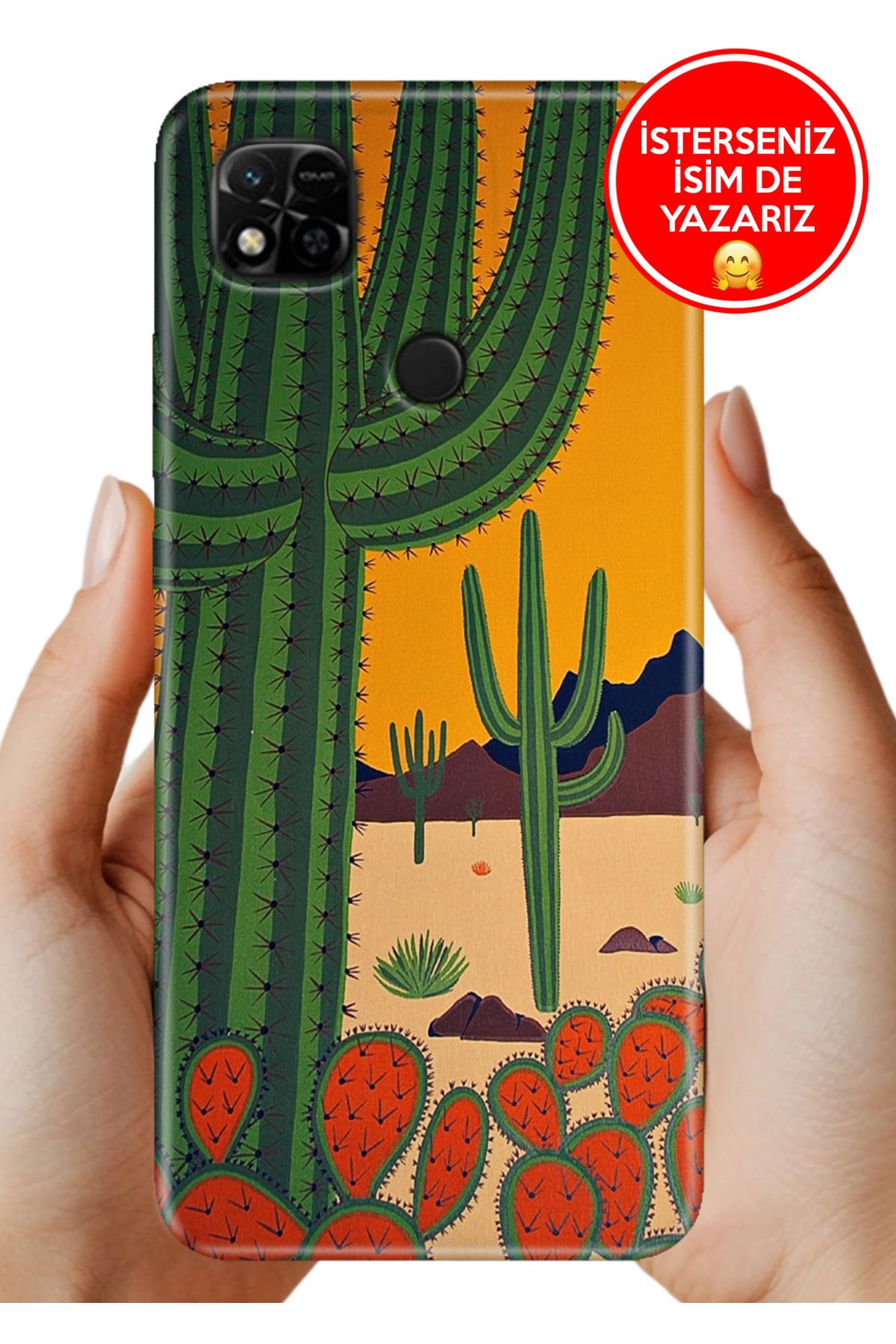 Cekuonline Xiaomi Redmi 10A Kılıf FullCover Resimli Desenli Silikon Çöl-İklimi