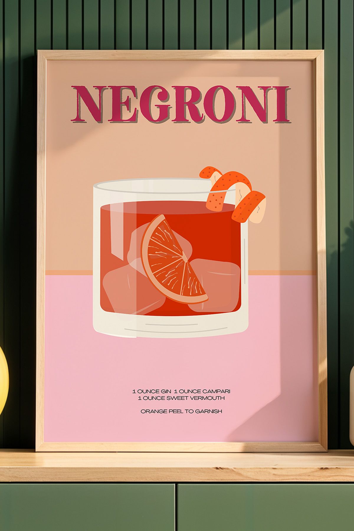 Artiera Negroni Tarifi Modern Mutfak Ahşap Çerçeveli Duvar Tablosu