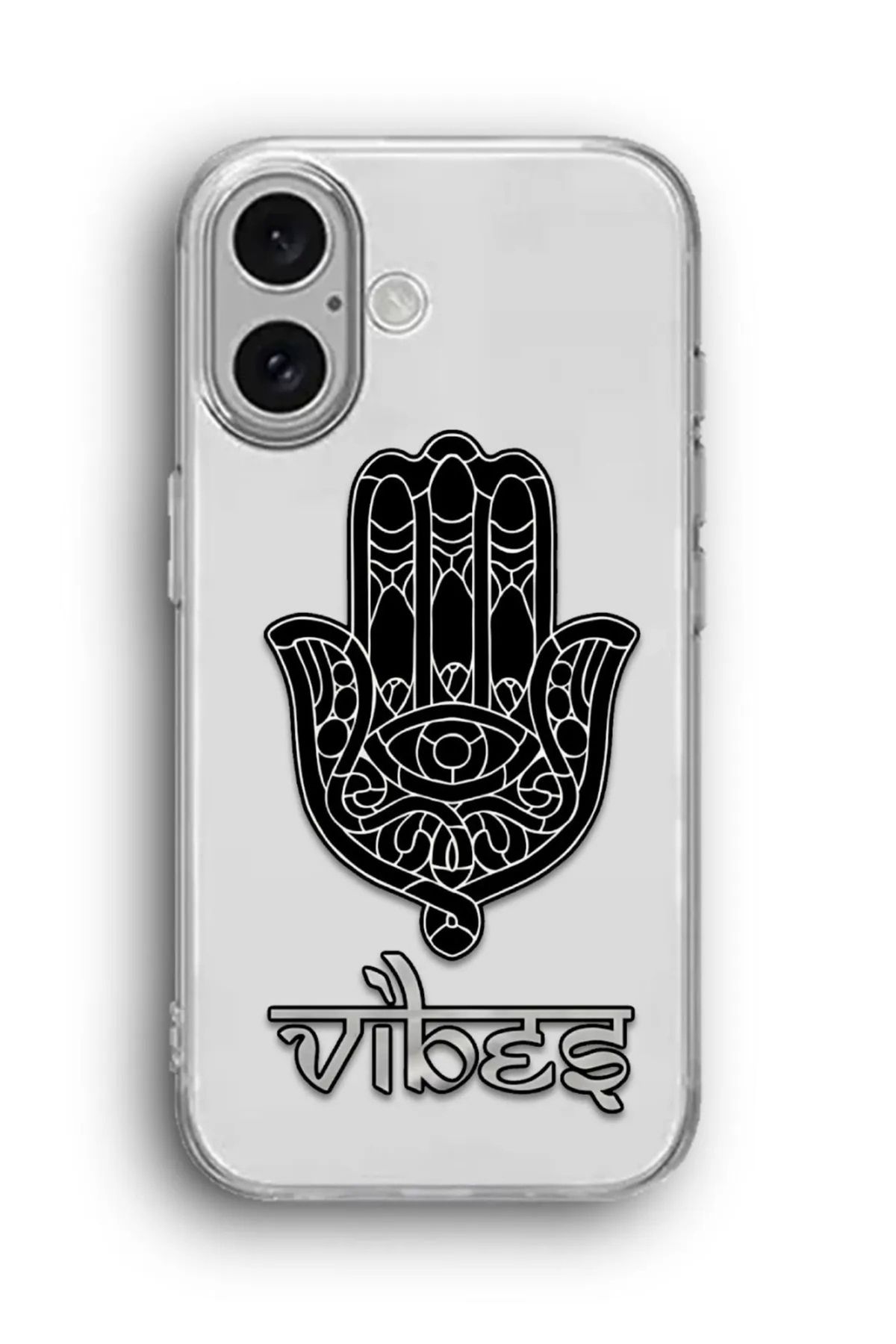 VizonCase iPhone 16 Uyumlu Baskılı Şeffaf Kılıf Kapak "Hamsa Vibes"