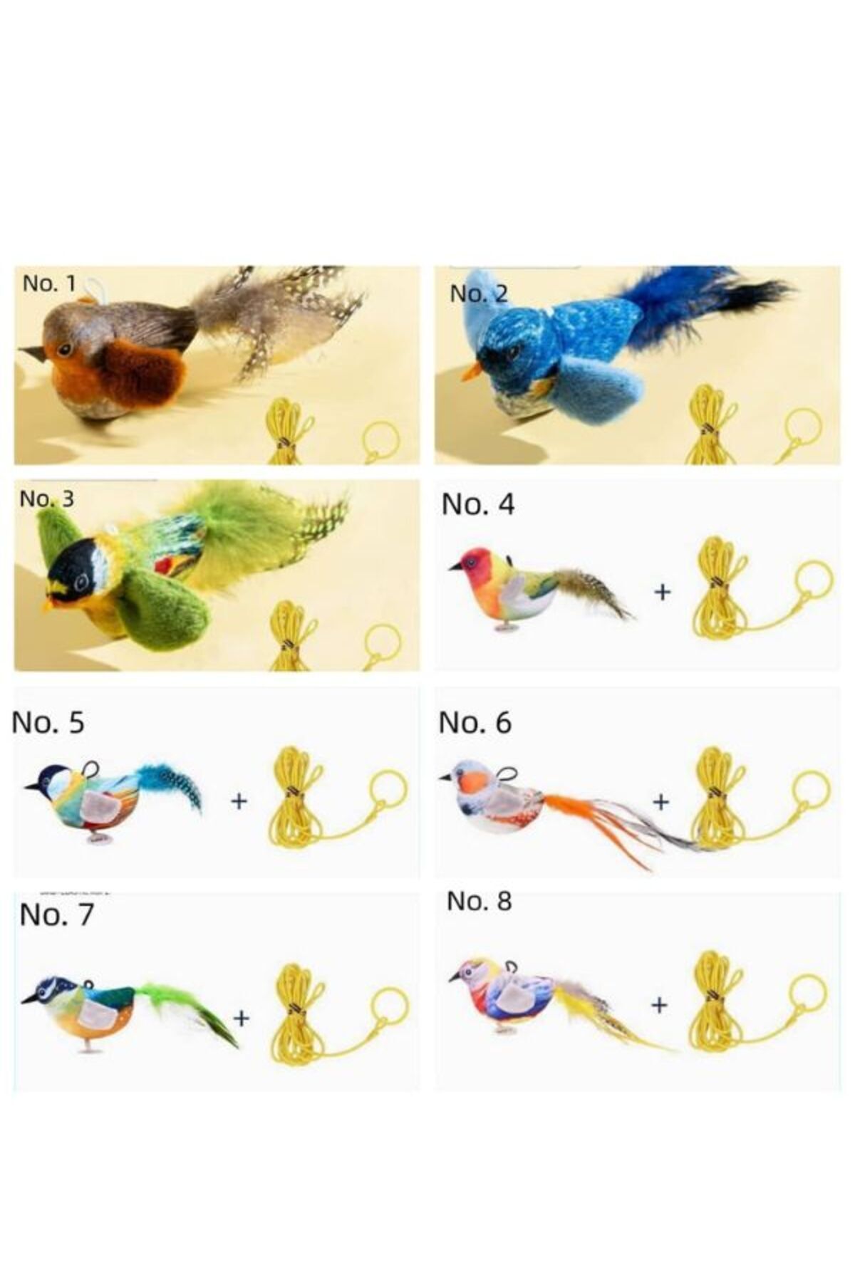 Hünkar-Interactive Plush Bird with Realistic Bird Sound, Cat Toy Furry String Cat Toys with Cat Mint 5