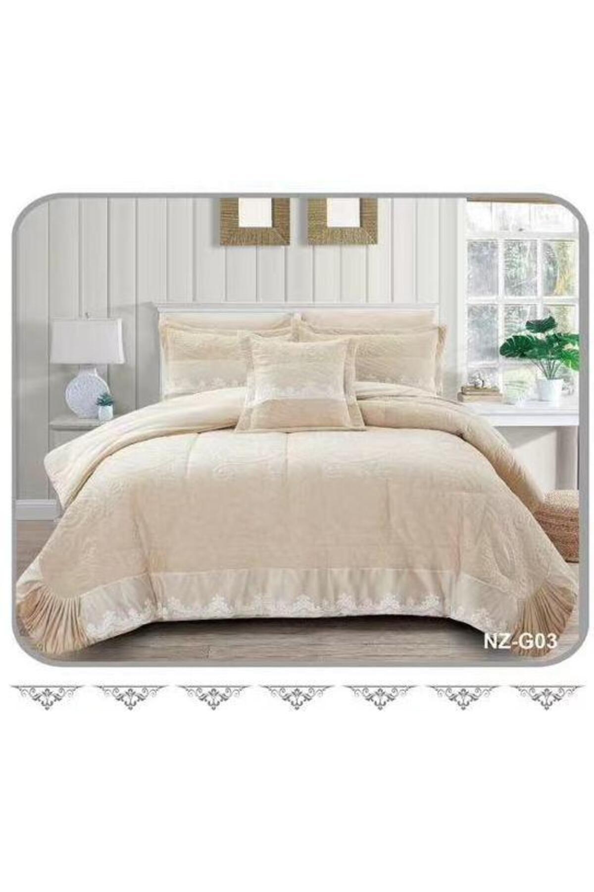 Generic-En Zone Winter Single and a Half Bedspread 4 Pieces || Light Beige 2