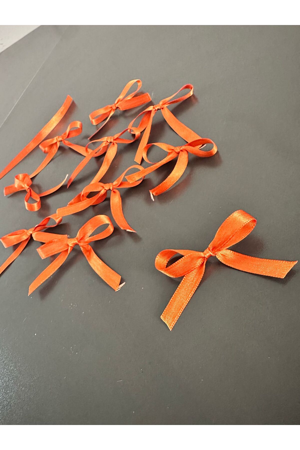 50pcs Orange Satin Bow Ties Small 10mm Handmade