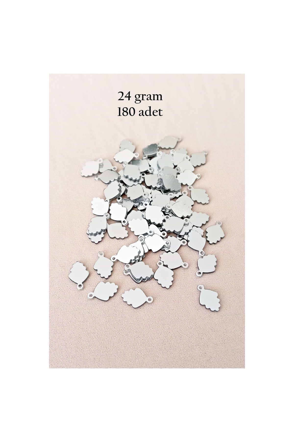 maarketim Oya Abiye Bileklik Kolye Pleksi Metalik Plastik Pul Gümüş Renk 24 gram 180 adet