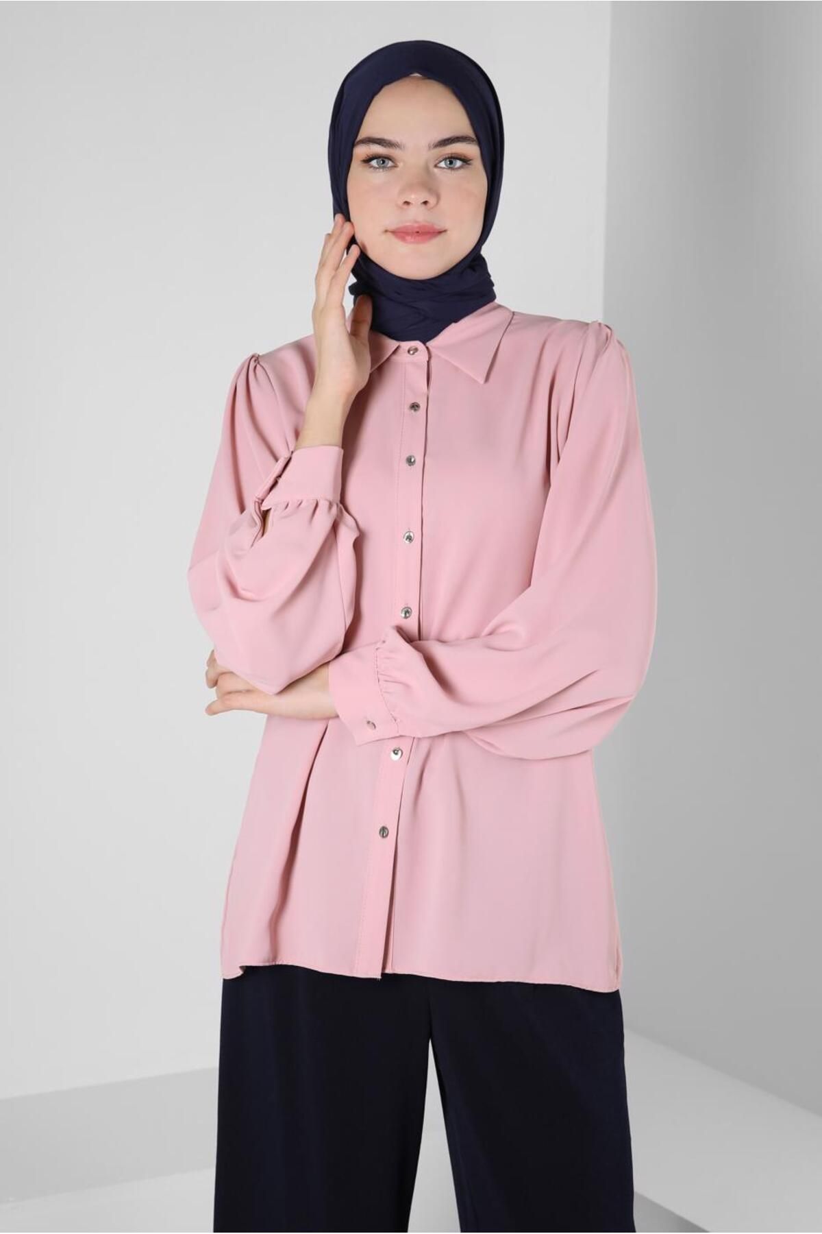بلوز دکمه سر بالون 43870 Alvina