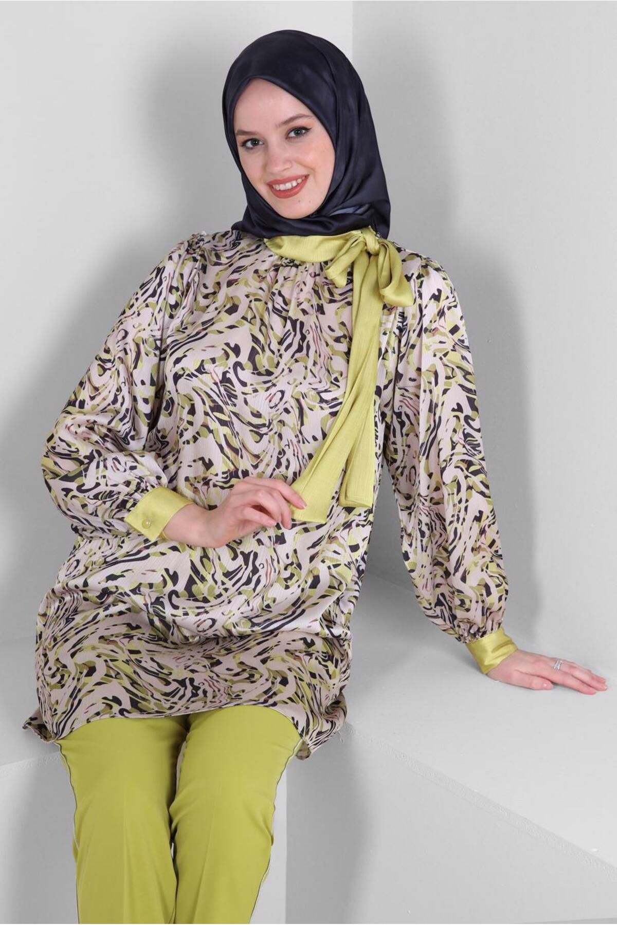 تونیک طرح دار با جزئیات صحافی 43710 Alvina