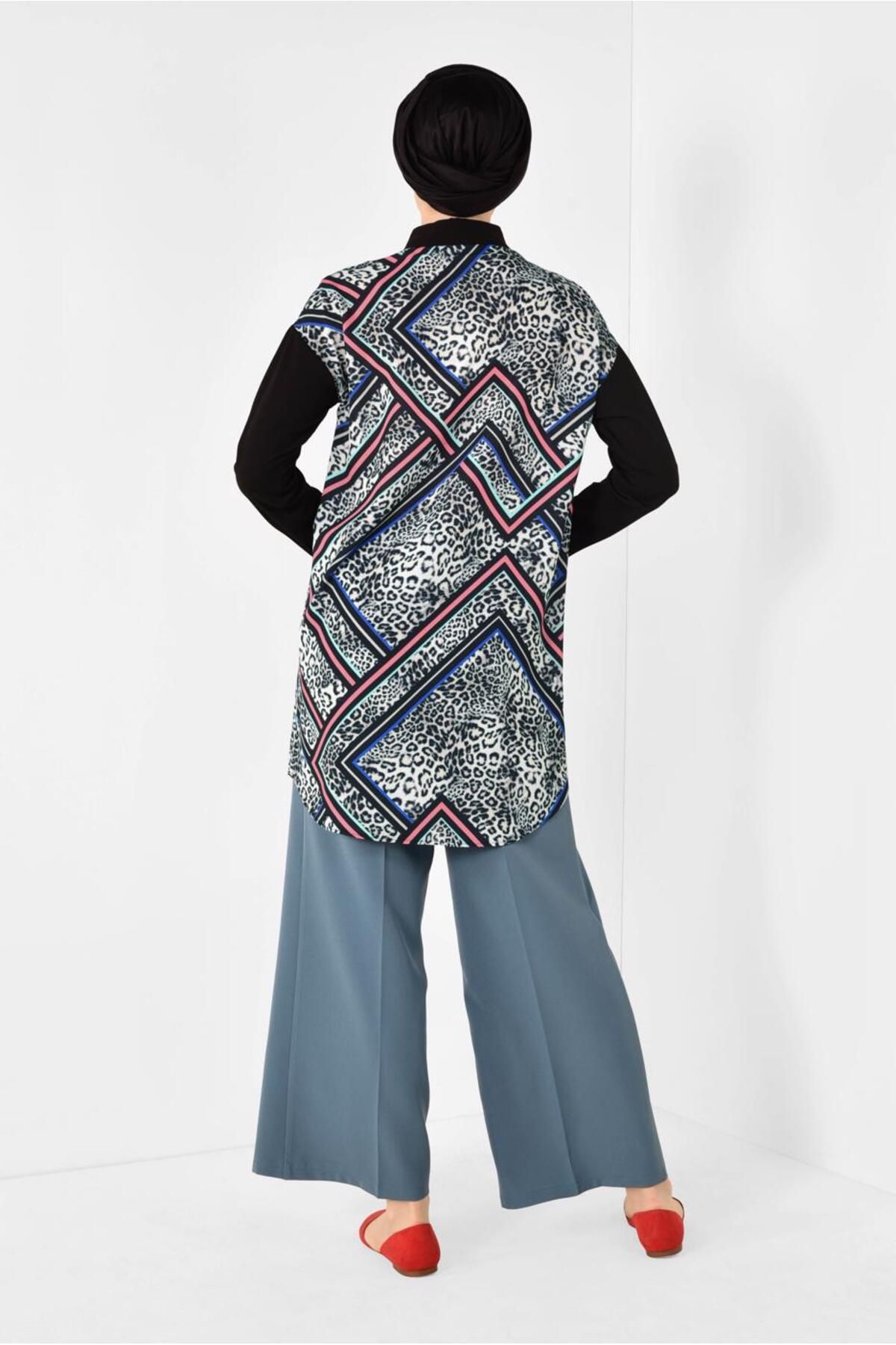 Alvina-4964 Model Patterned Buttoned Tunic 3