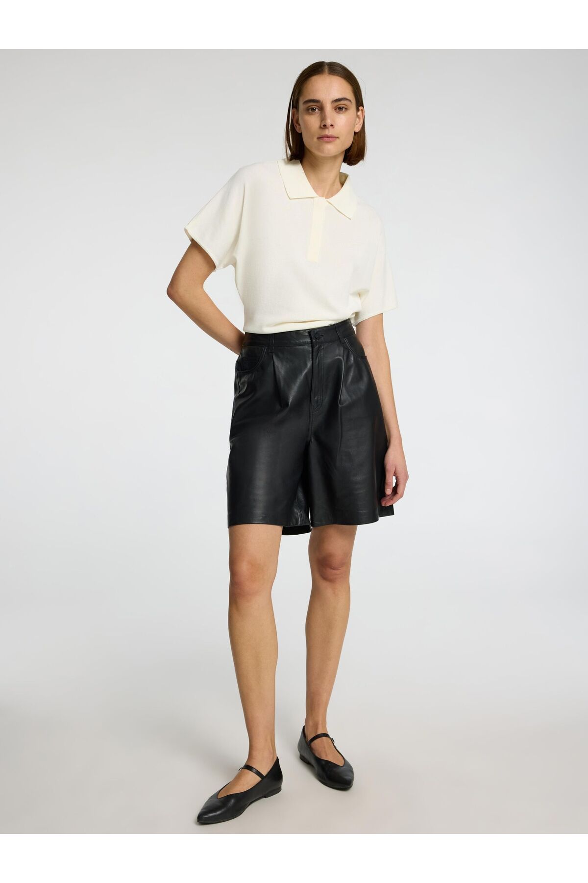 Selected Femme-Ledershorts High Waist 6