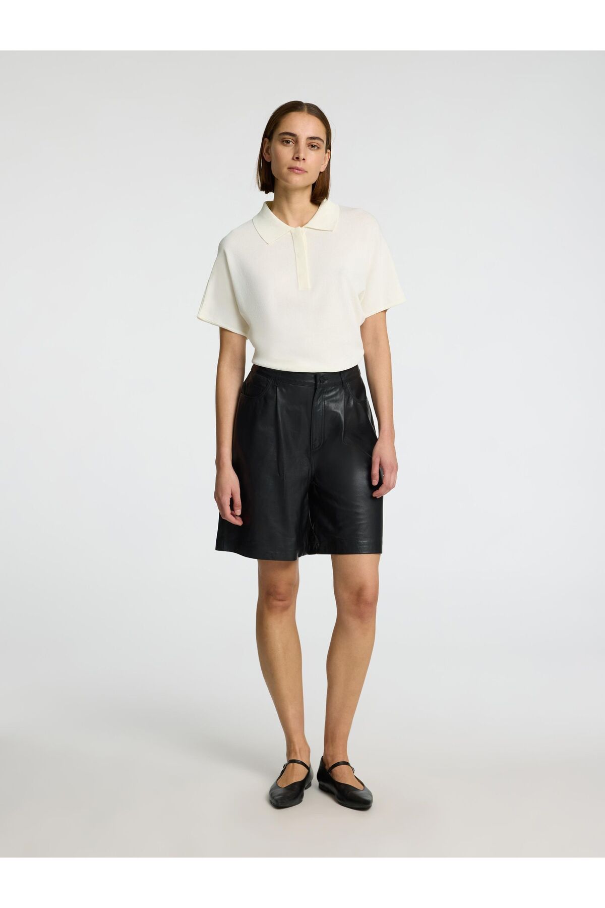 Selected Femme-Ledershorts High Waist 4