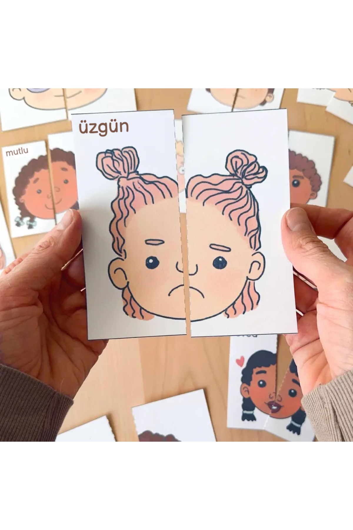 Organik Yolda Duygu Bulmacaları (24 Kart), Okul Öncesi Duyguları Öğreten, Eğlenceli, İki Parçalı Yapboz. fotoğrafı 3 (önizleme)