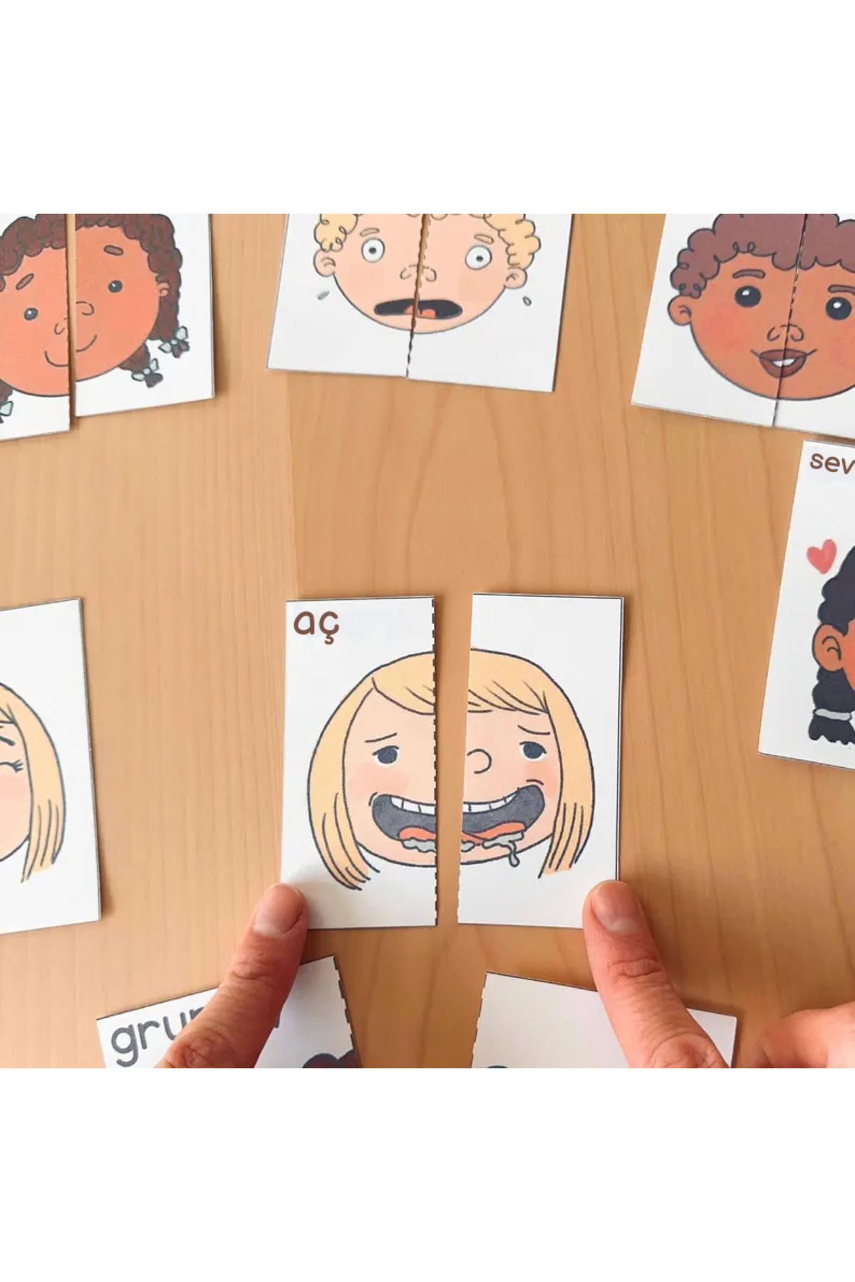 Organik Yolda Duygu Bulmacaları (24 Kart), Okul Öncesi Duyguları Öğreten, Eğlenceli, İki Parçalı Yapboz. fotoğrafı 5 (önizleme)