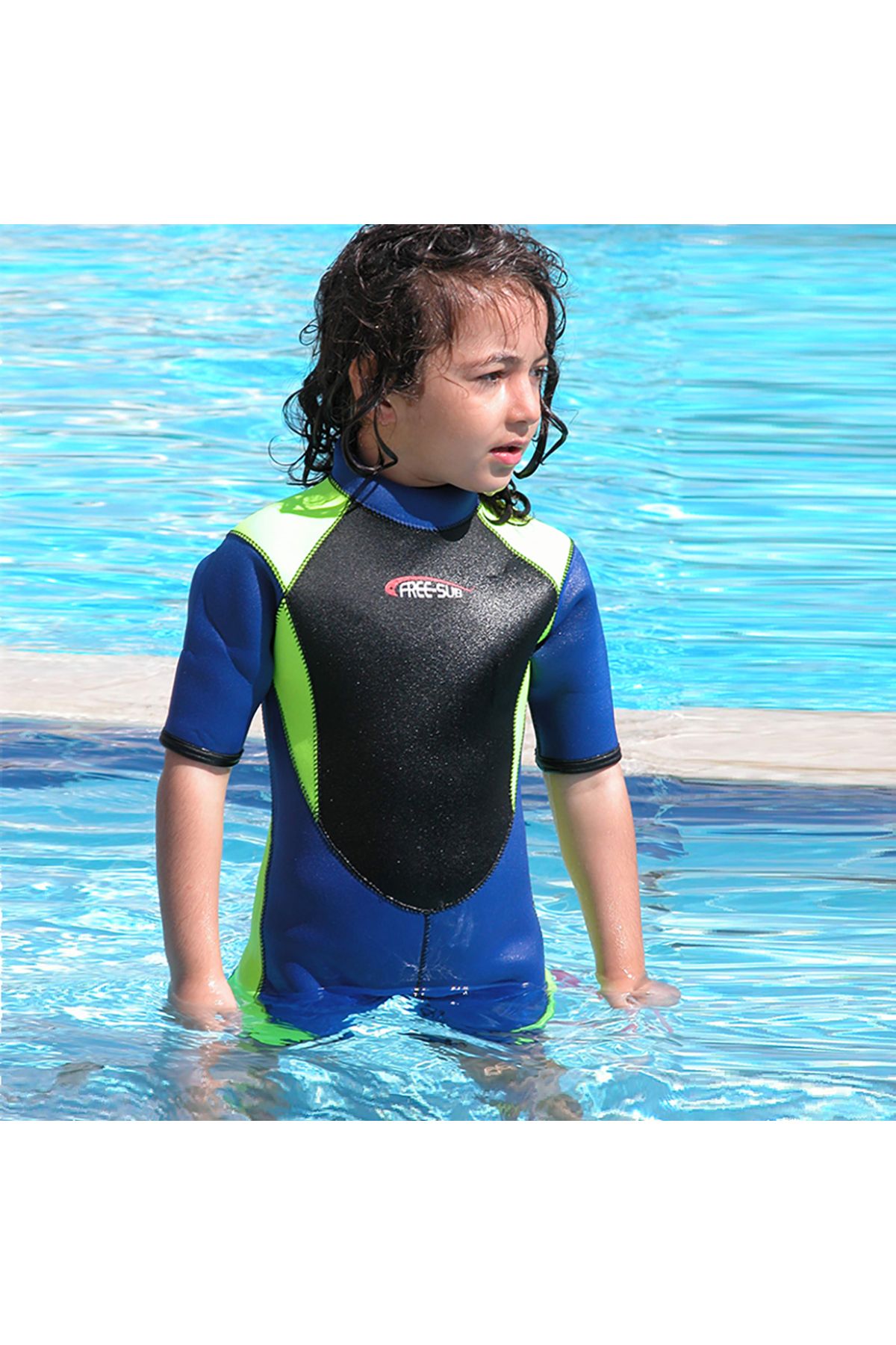 وت سوت لباس غواصی دخترانه و پسرانه بچگانه کودک 3 میلی متری کوتاه SURF SWIMMING TUBE DIVE Free-Sub