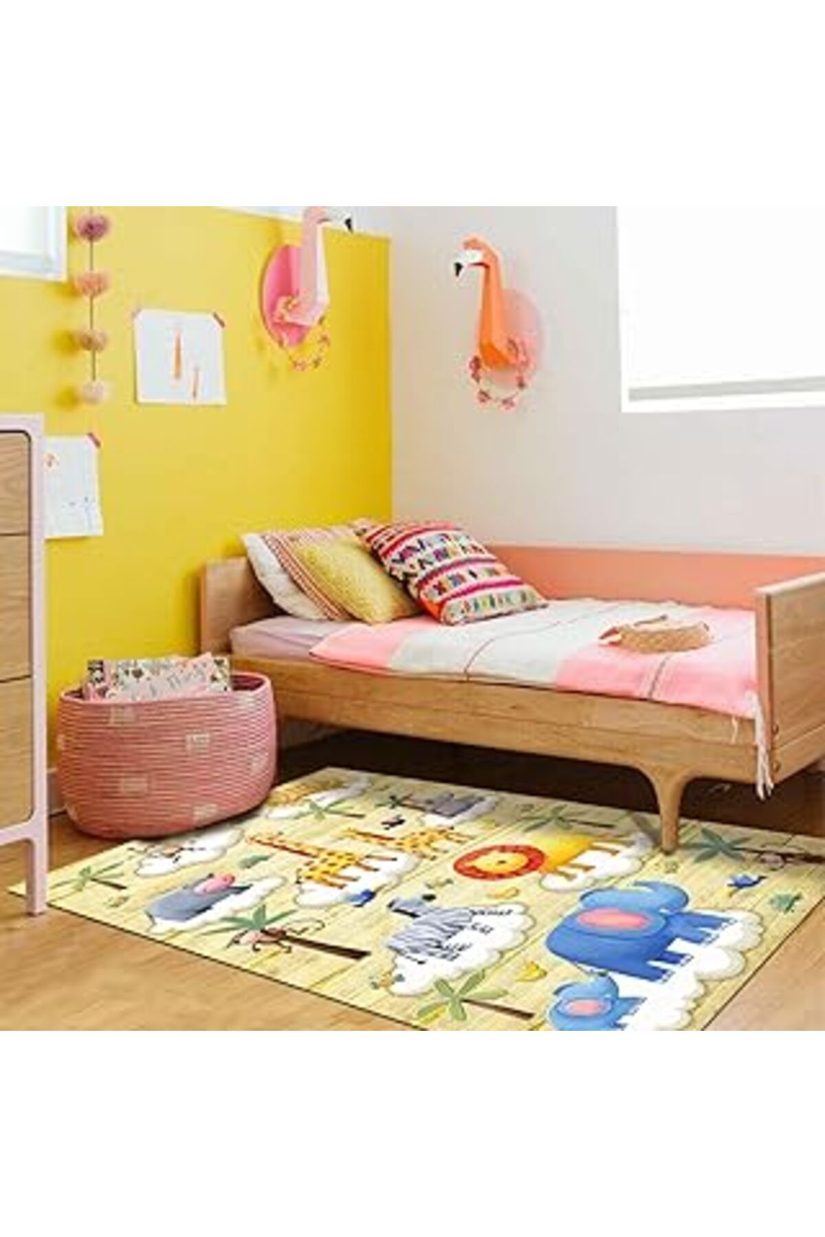 robotrend Latte Dizayn Yami Desenli Pamuk Tabanlı Yıkanabilen Kaydırmaz Antibakteriyel Salon Halısı 200X300
