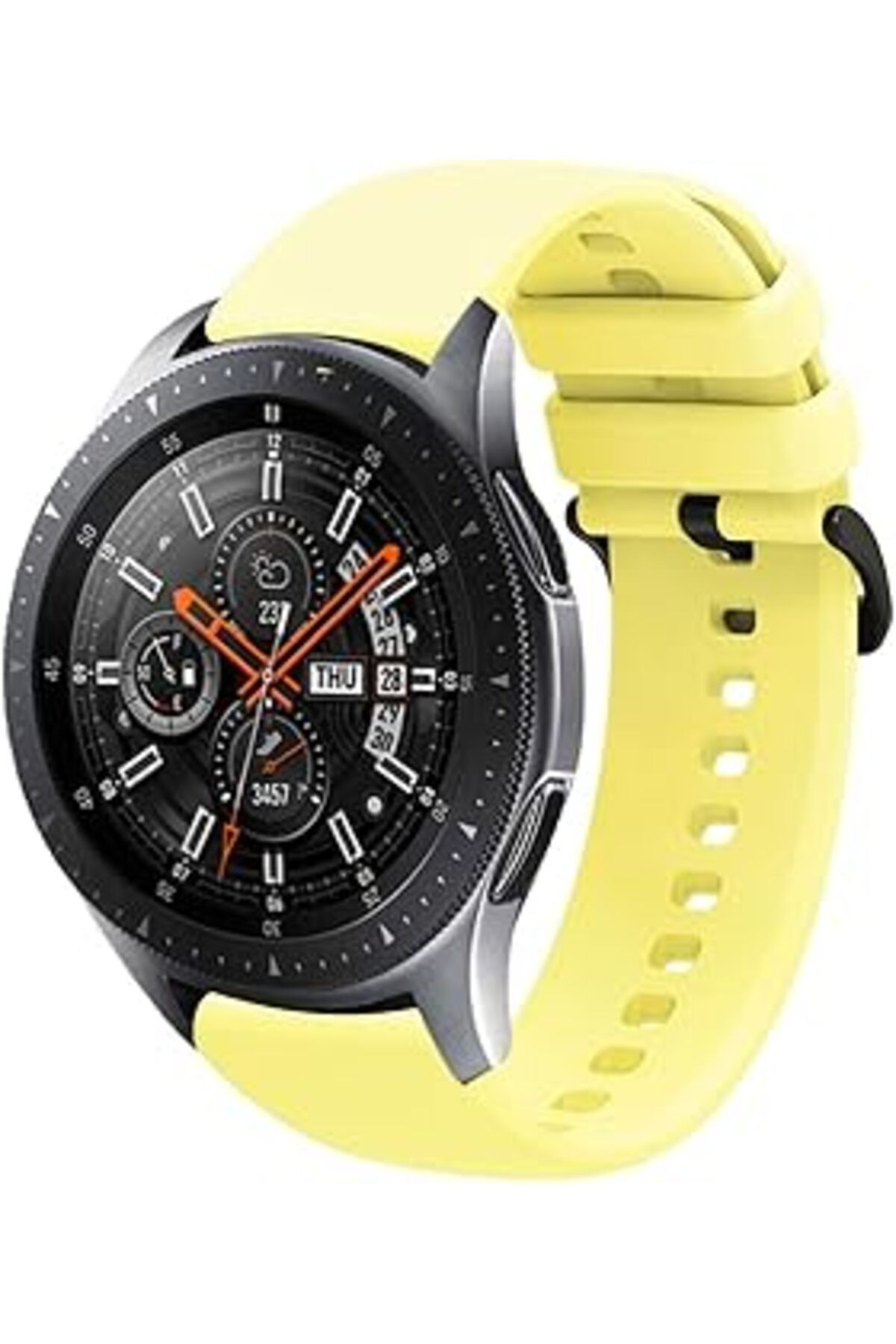 Mu Art Ahşap Huawei Watch Gt2 46Mm Ile Uyumlu Kayış Termoplastik Perforated Kordon Sarı