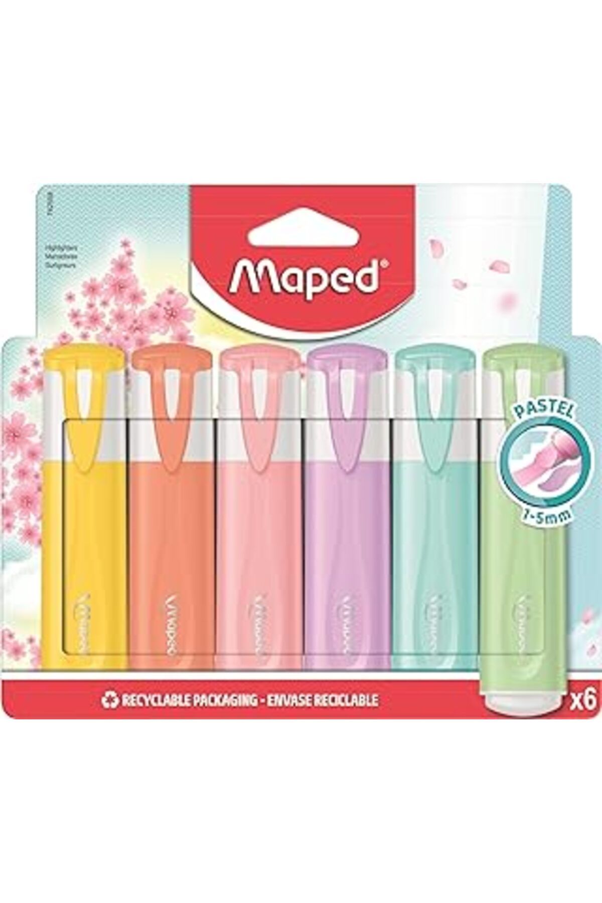 NETWORK ART Maped Ofis ve Kırtasiye 742558 Fosforlu Kalemler 6'Lı, 1-5 mm, Pastel Renk