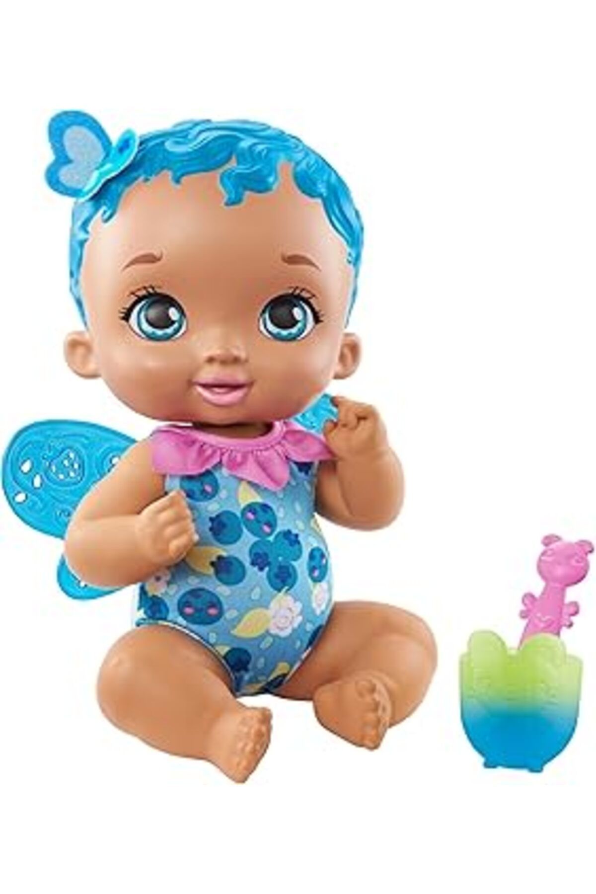 robotrend My Garden Baby Kelebek Bebeğimin Yemek Zamanı - Mavi Saçlı Bebek (30 Cm), Renk Değiştiren Mama Kabı
