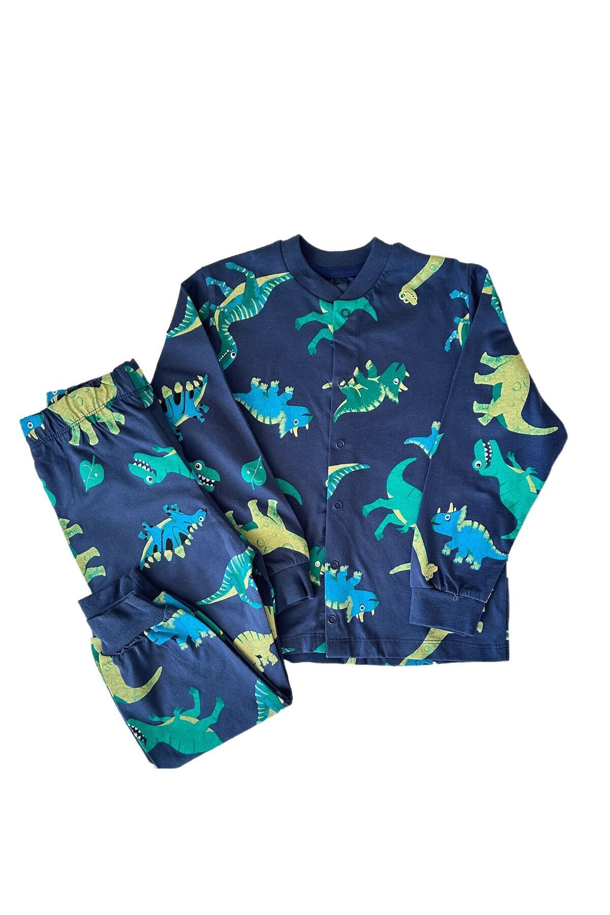 tutasteegiyim-Dinosaur Patterned Boy's Pajama Set 1